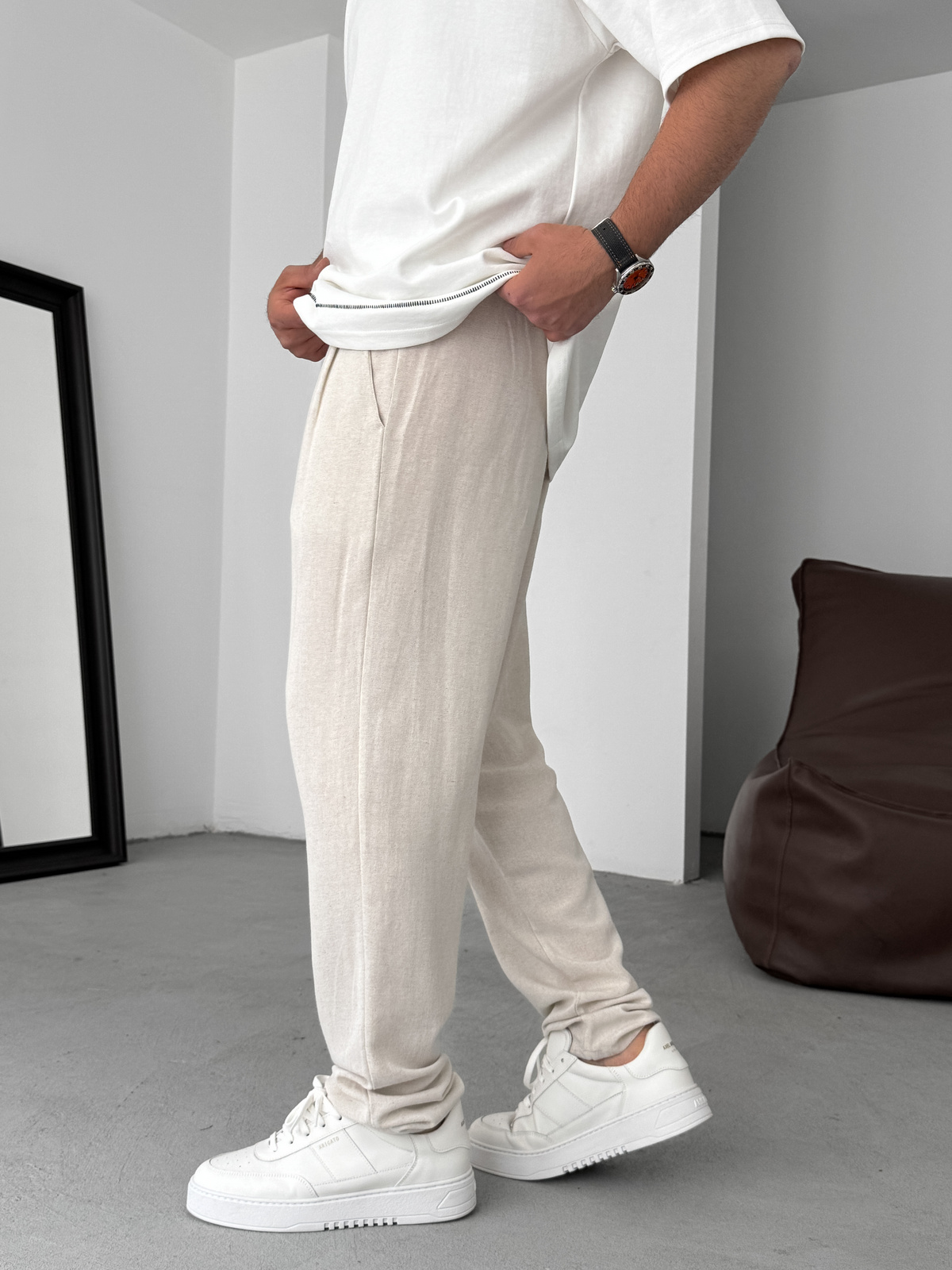 Bej İnce Regular Pamuk Pantolon YP-5022
