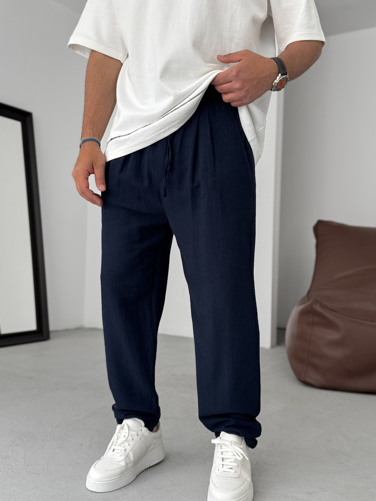 Lacivert İnce Regular Pamuk Pantolon YP-5022
