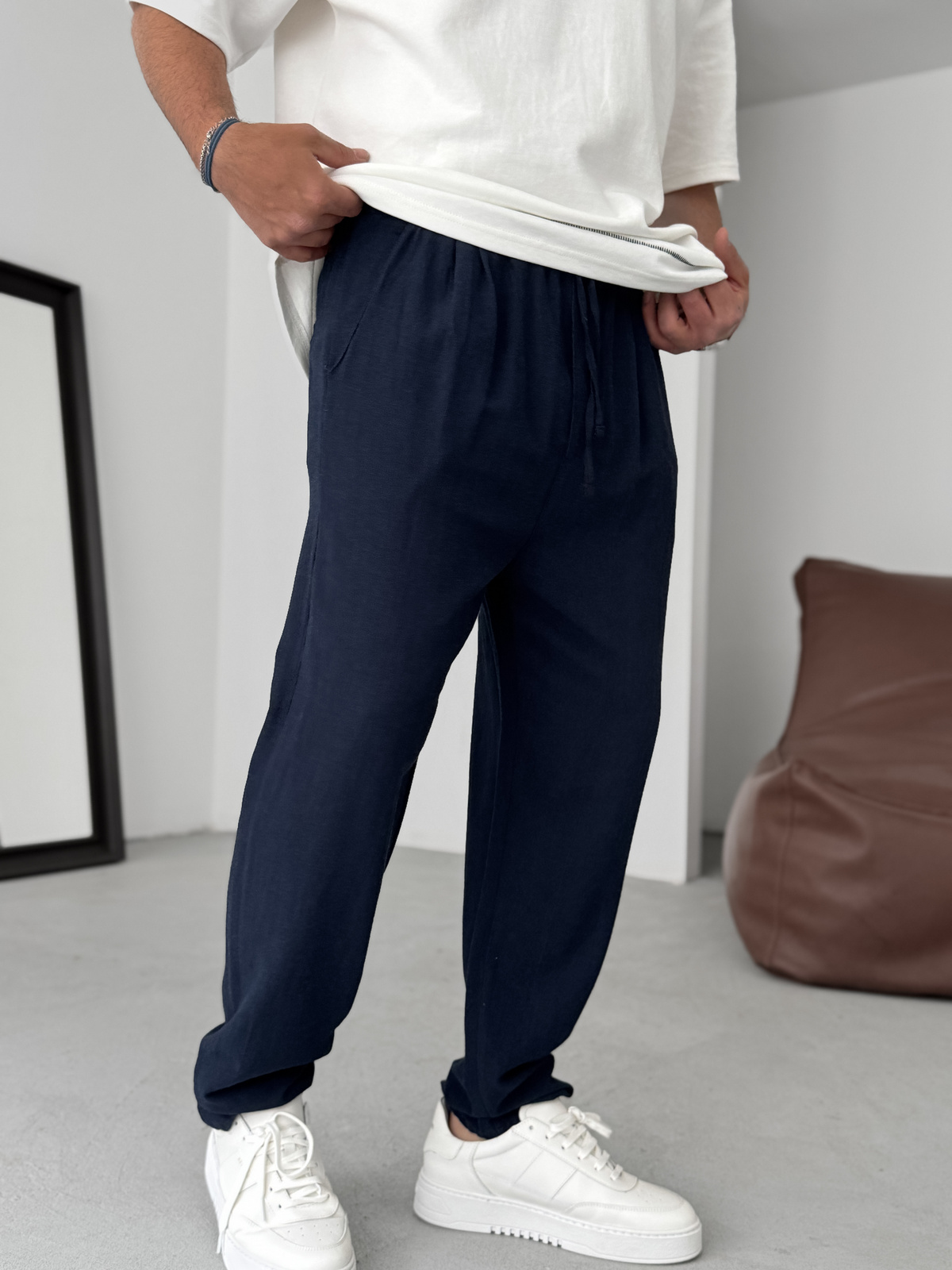 Lacivert İnce Regular Pamuk Pantolon YP-5022