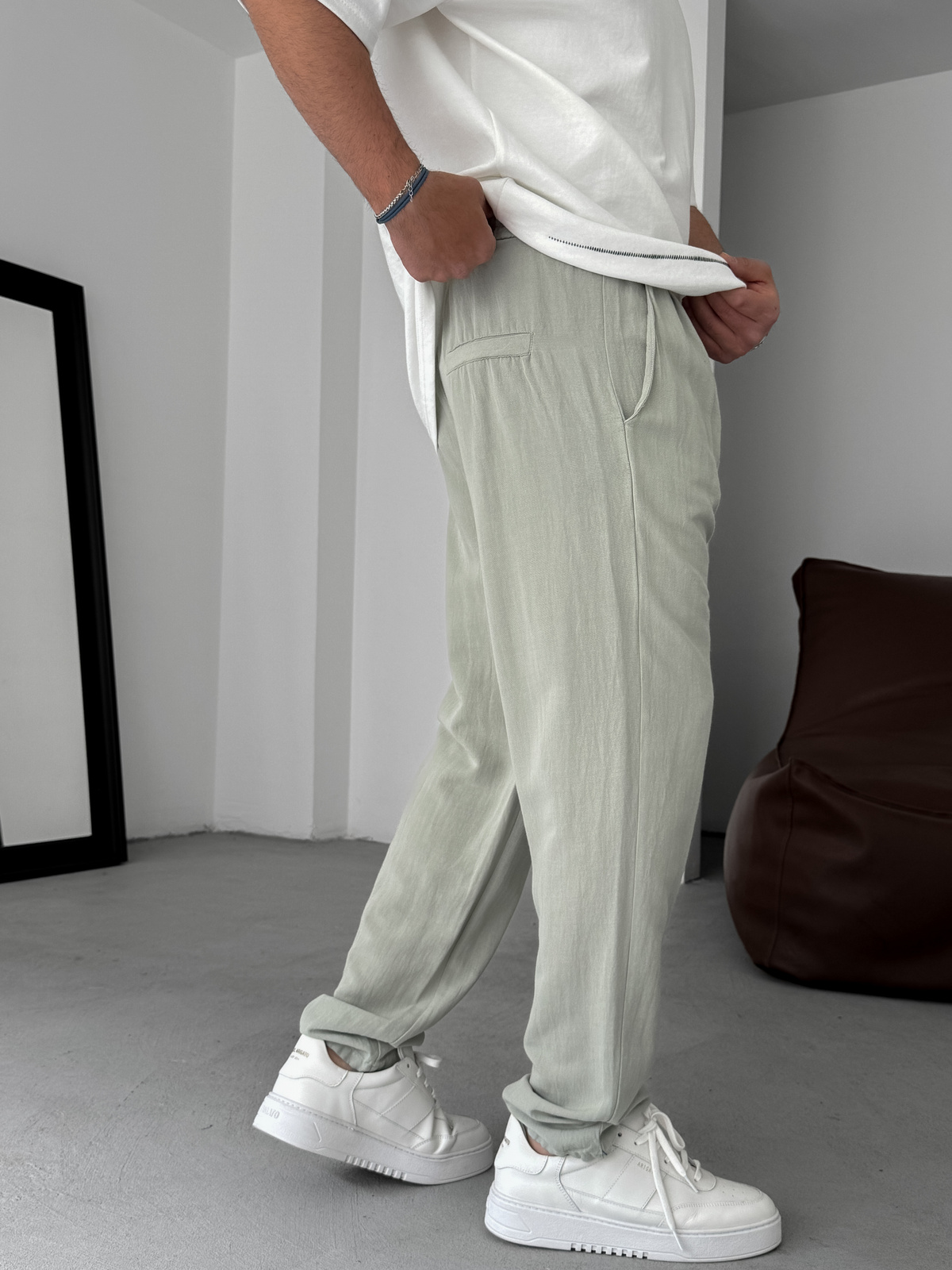 Açık Yeşil İnce Regular Pamuk Pantolon YP-5022