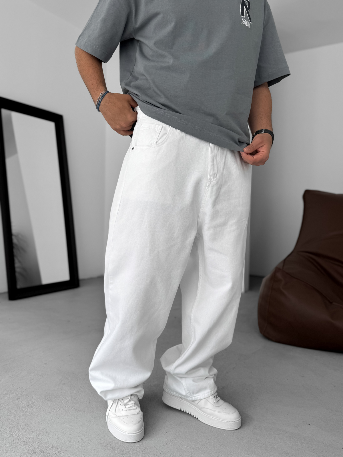 Beyaz Baggy Jean KE-709