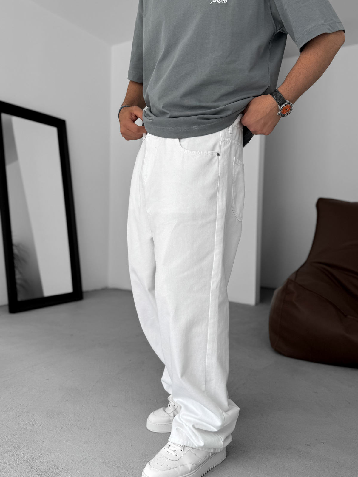 Beyaz Baggy Jean KE-709