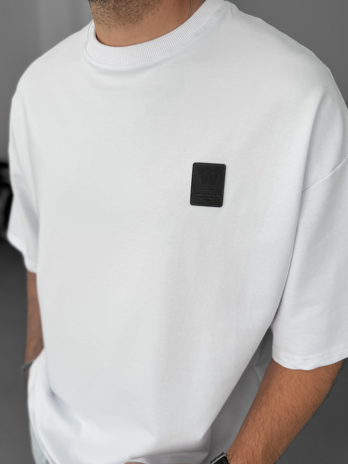 Beyaz W Detaylı Oversize T-Shirt BY-069