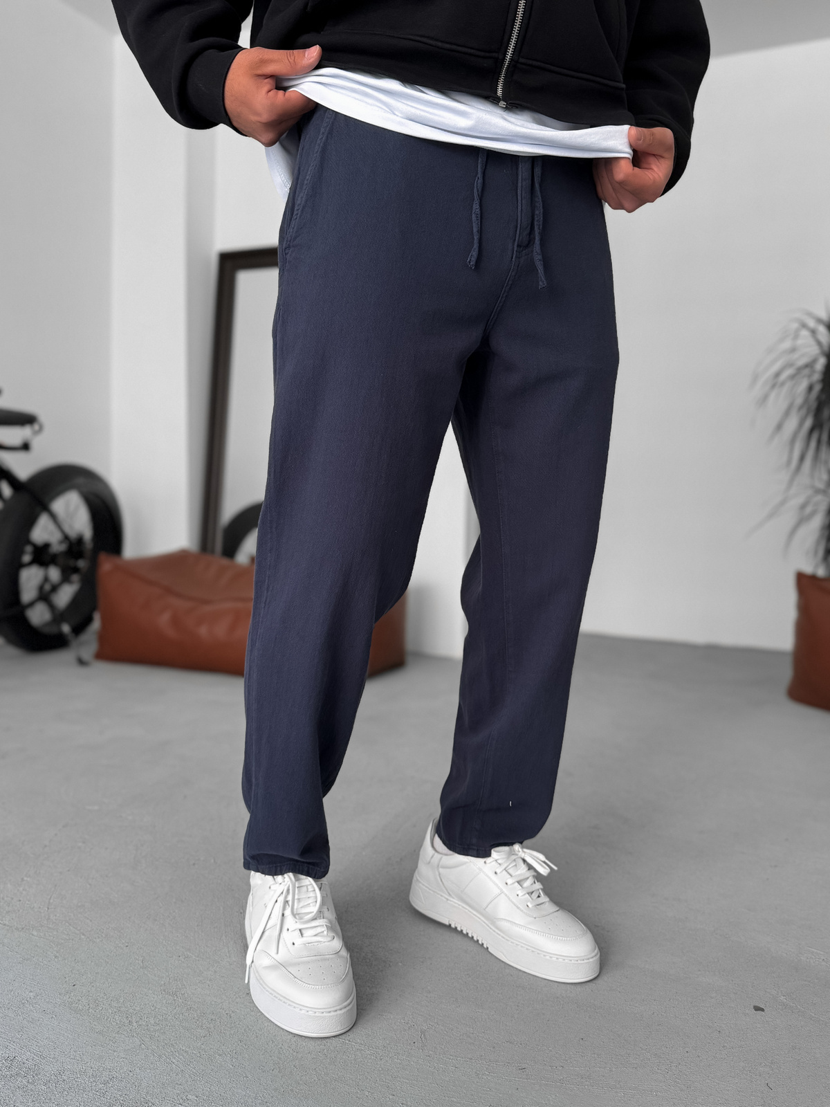 Lacivert Dokulu Basic Pamuk Pantolon RES-1077