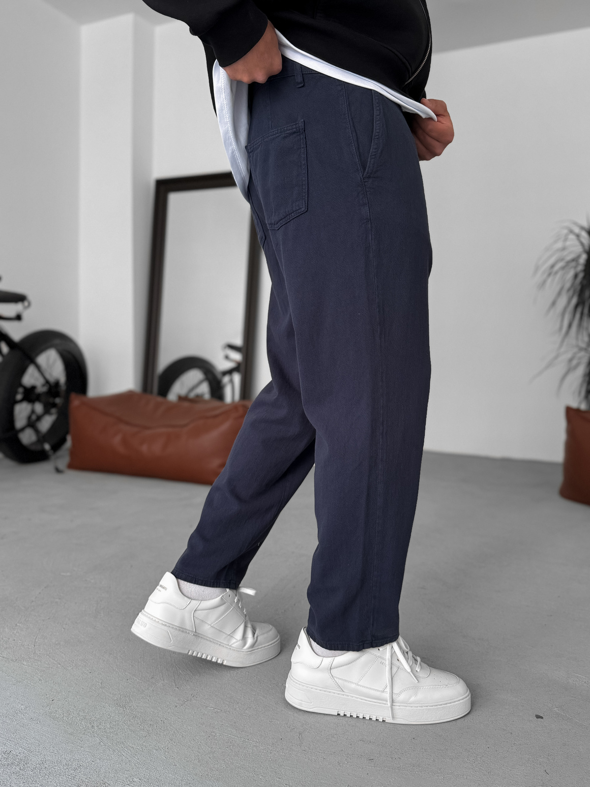 Lacivert Dokulu Basic Pamuk Pantolon RES-1077