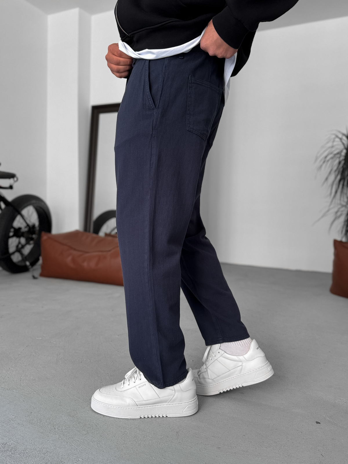 Lacivert Dokulu Basic Pamuk Pantolon RES-1077