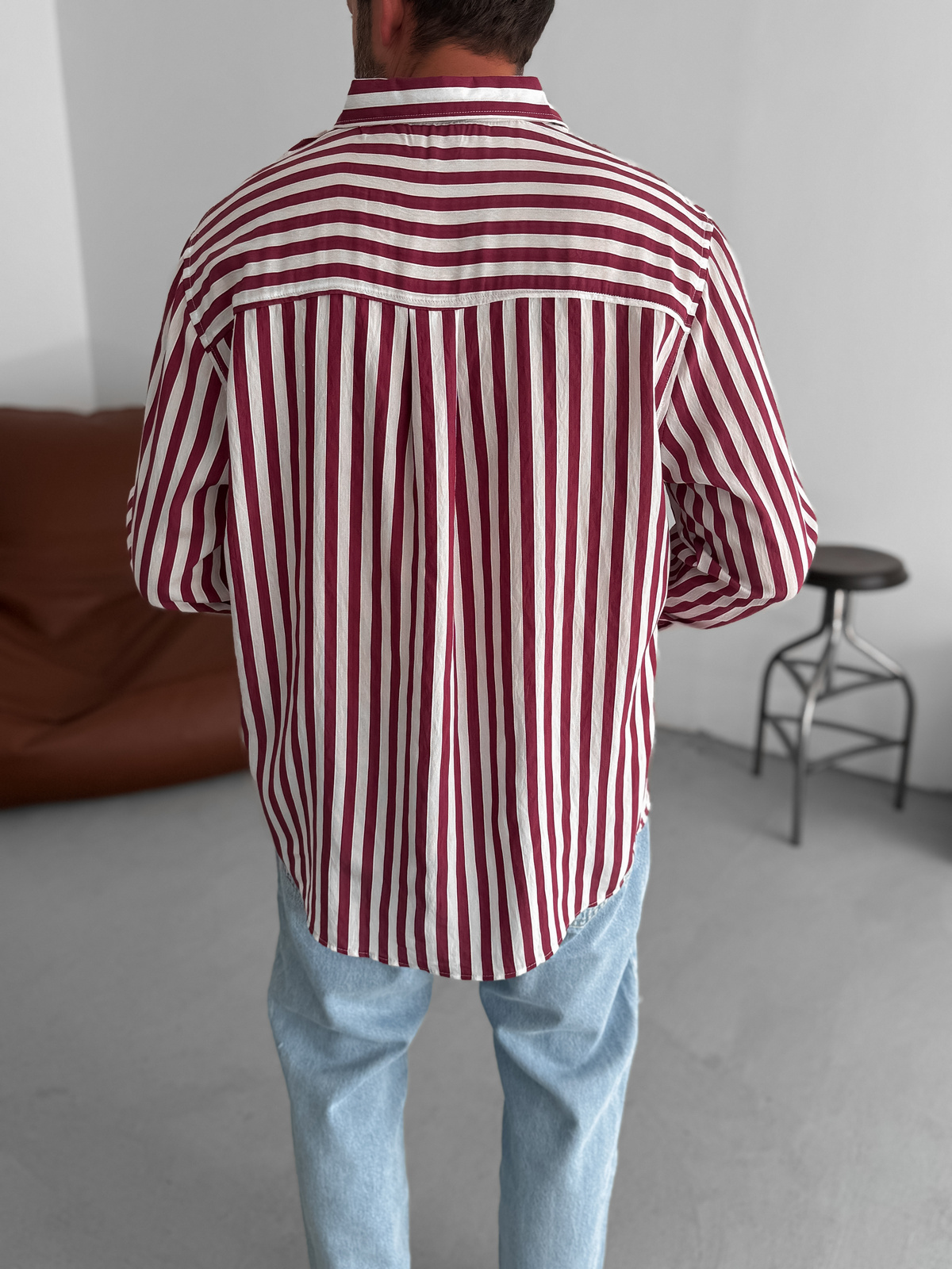 Bordo Şeritli Gömlek RES-5199