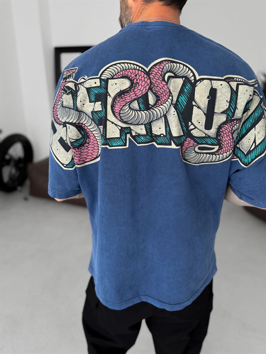 Lacivert Breakout Yıkamalı T-Shirt JJ-295