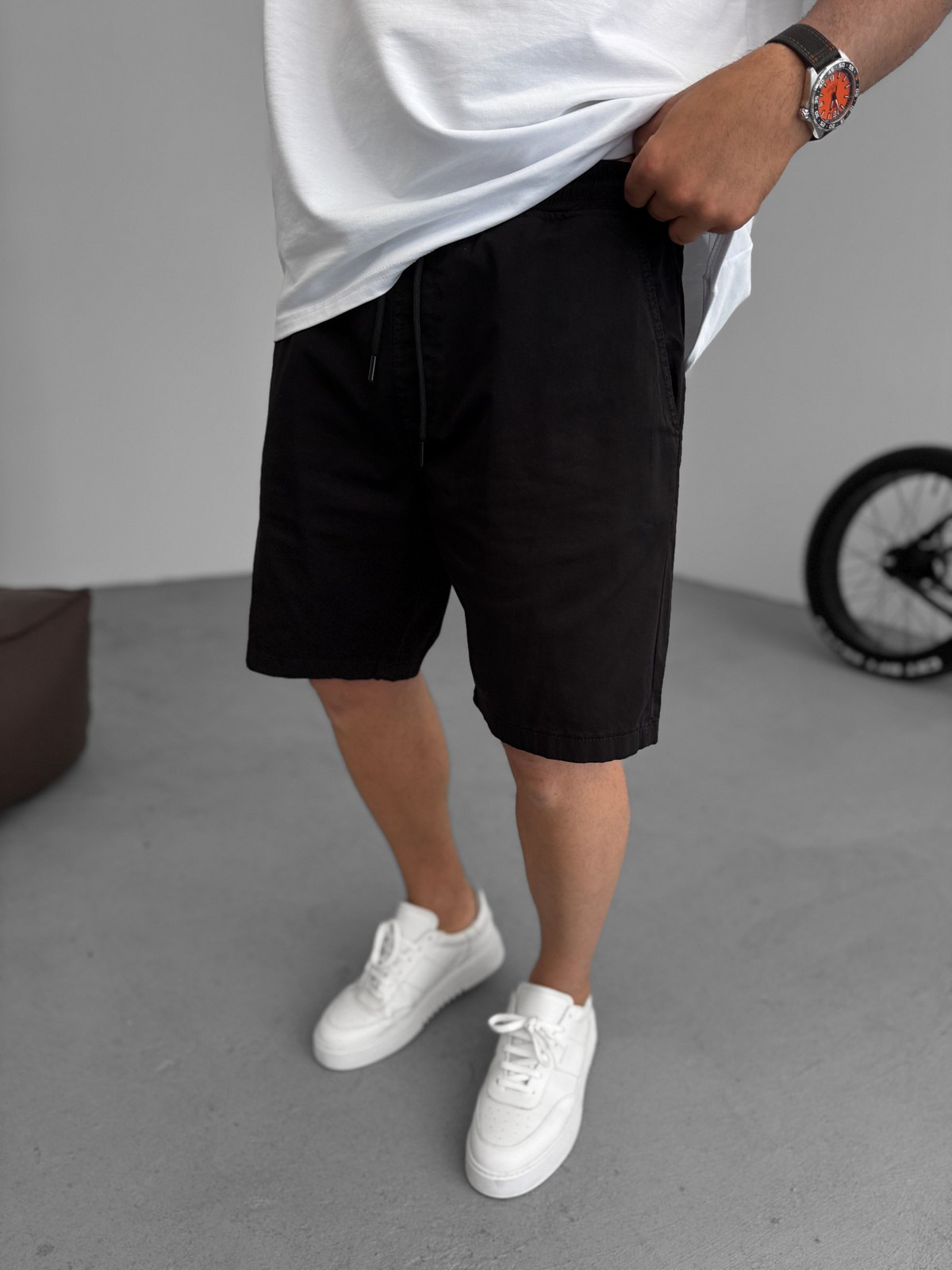 Siyah Gabardin İnce Basic Şort YP-5011/3023