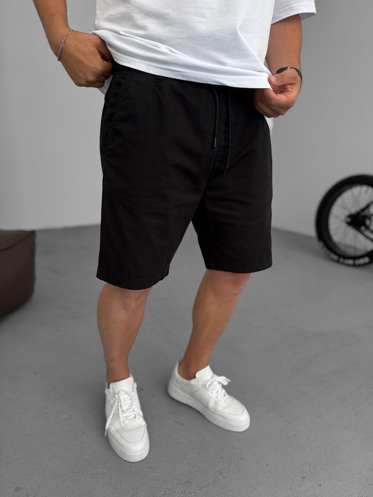 Siyah Gabardin İnce Basic Şort YP-5011/3023