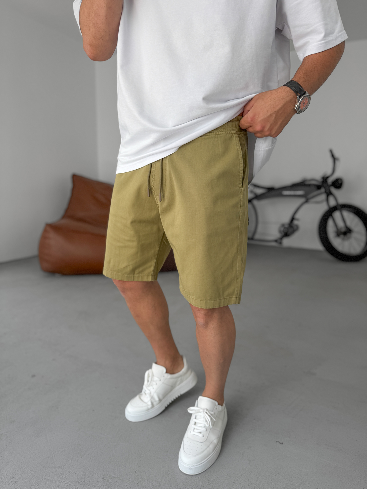 Açık Haki Gabardin İnce Basic Şort YP-5011/3023
