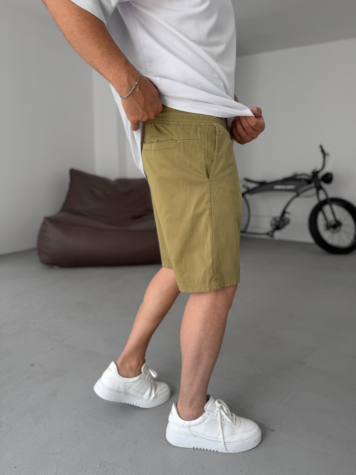 Açık Haki Gabardin İnce Basic Şort YP-5011/3023
