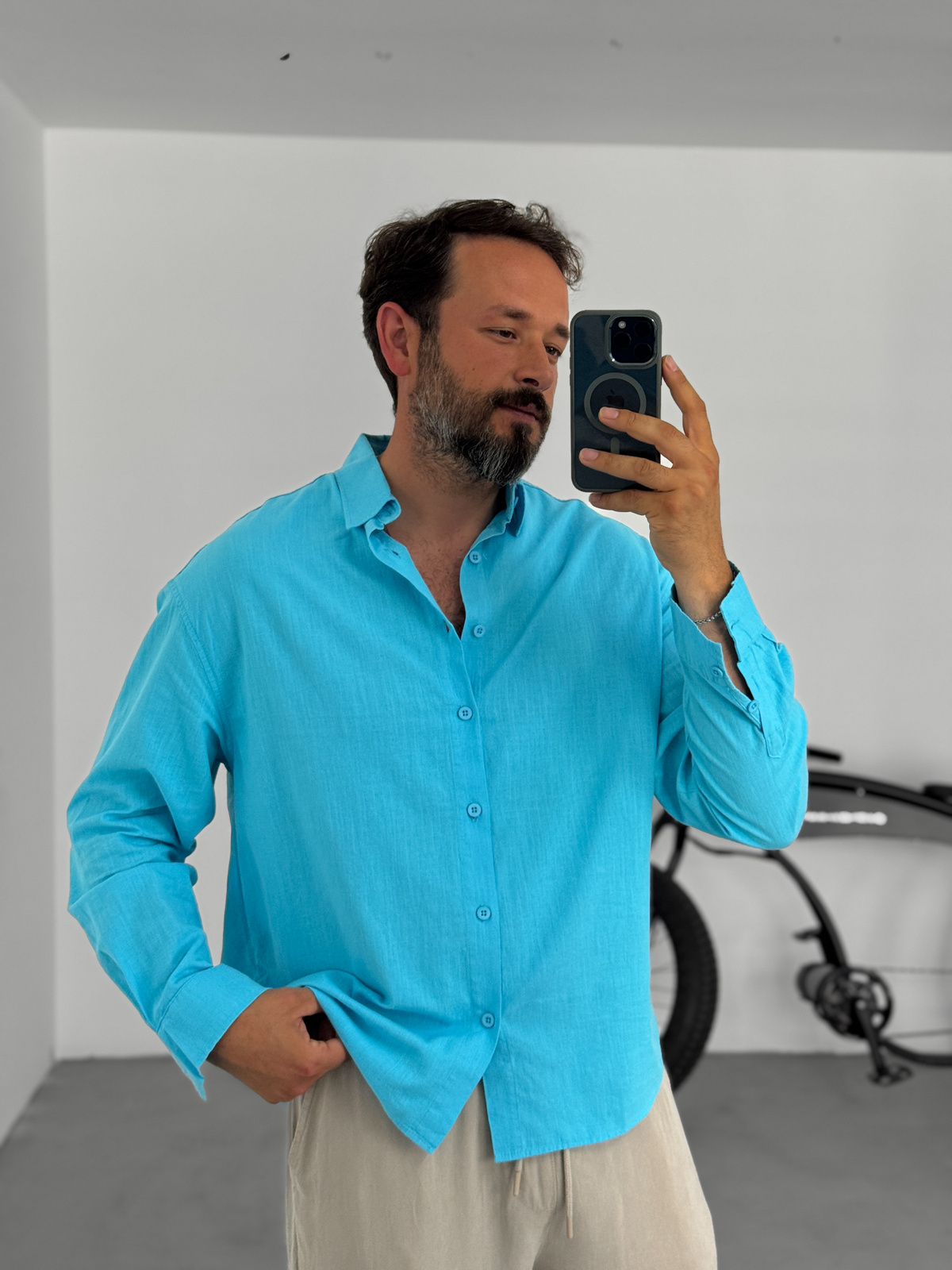 Açık Mavi Caprish Rahat Kumaş Gömlek YP-5021