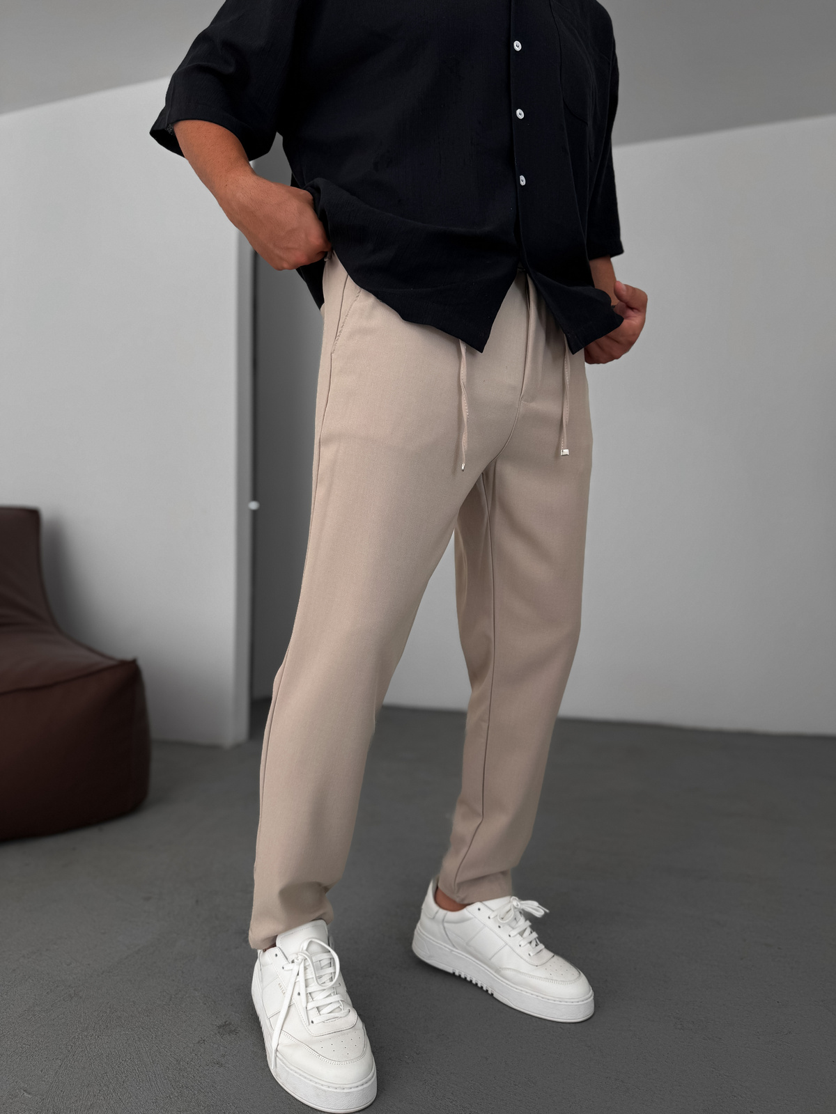 Bej Relaxed Fit Kumaş Pantolon KE-1047