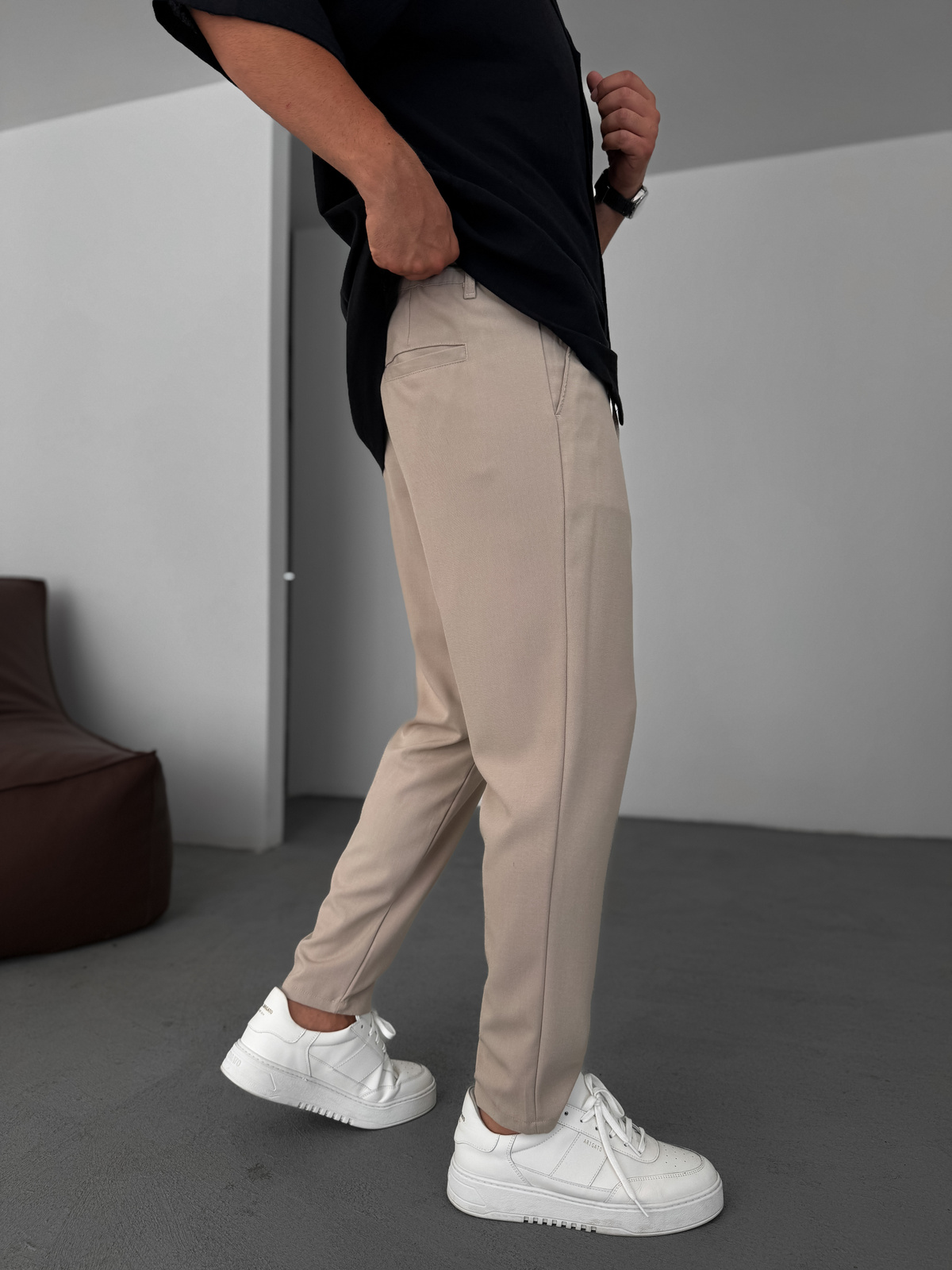 Bej Relaxed Fit Kumaş Pantolon KE-1047