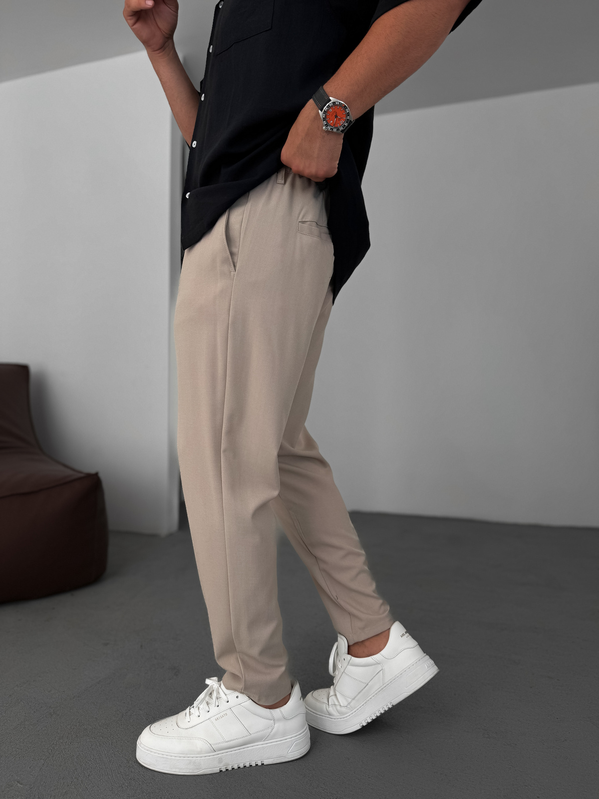 Bej Relaxed Fit Kumaş Pantolon KE-1047