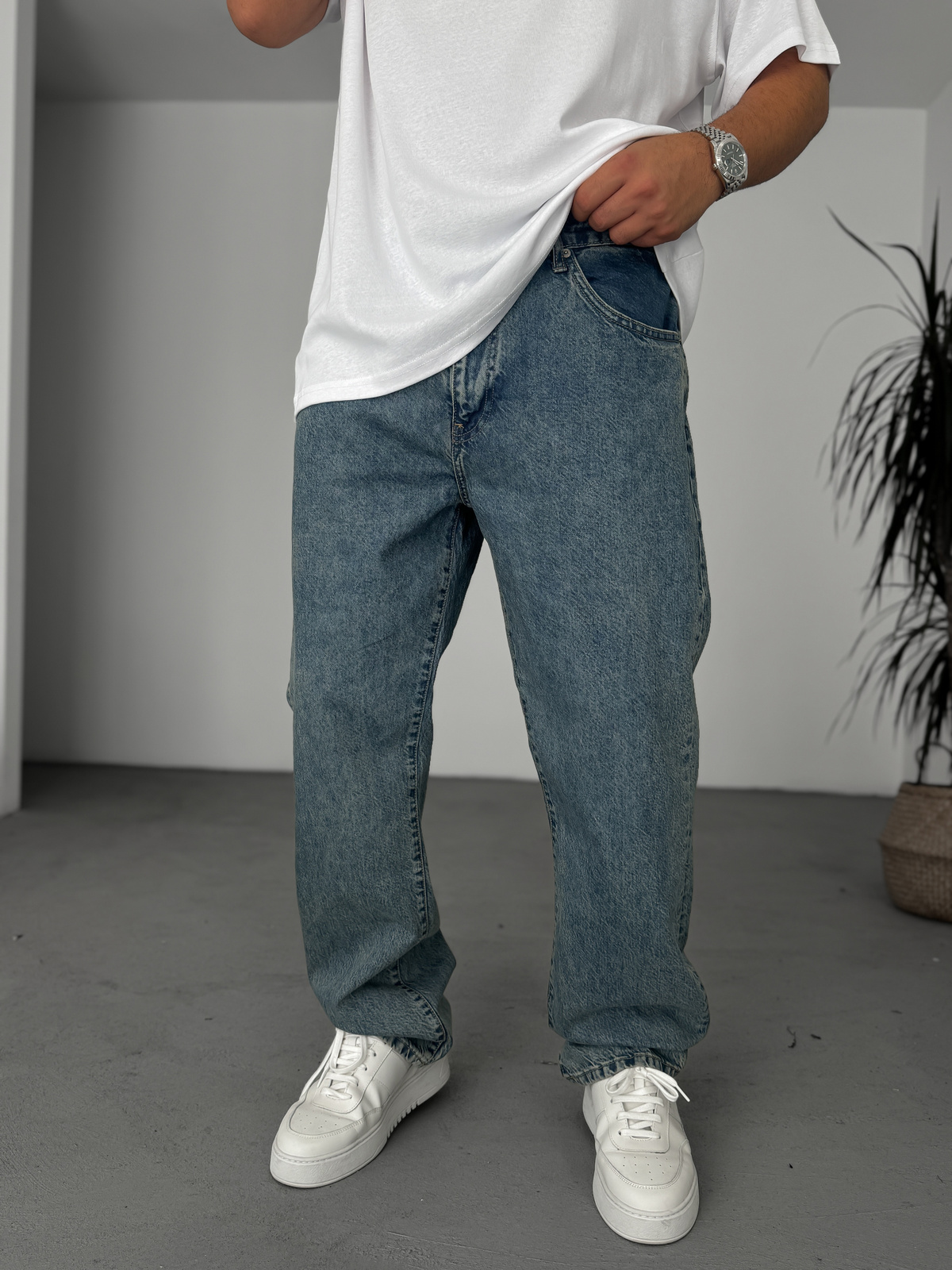 Mavi Asit Yıkamalı Baggy Jean GJ-16834