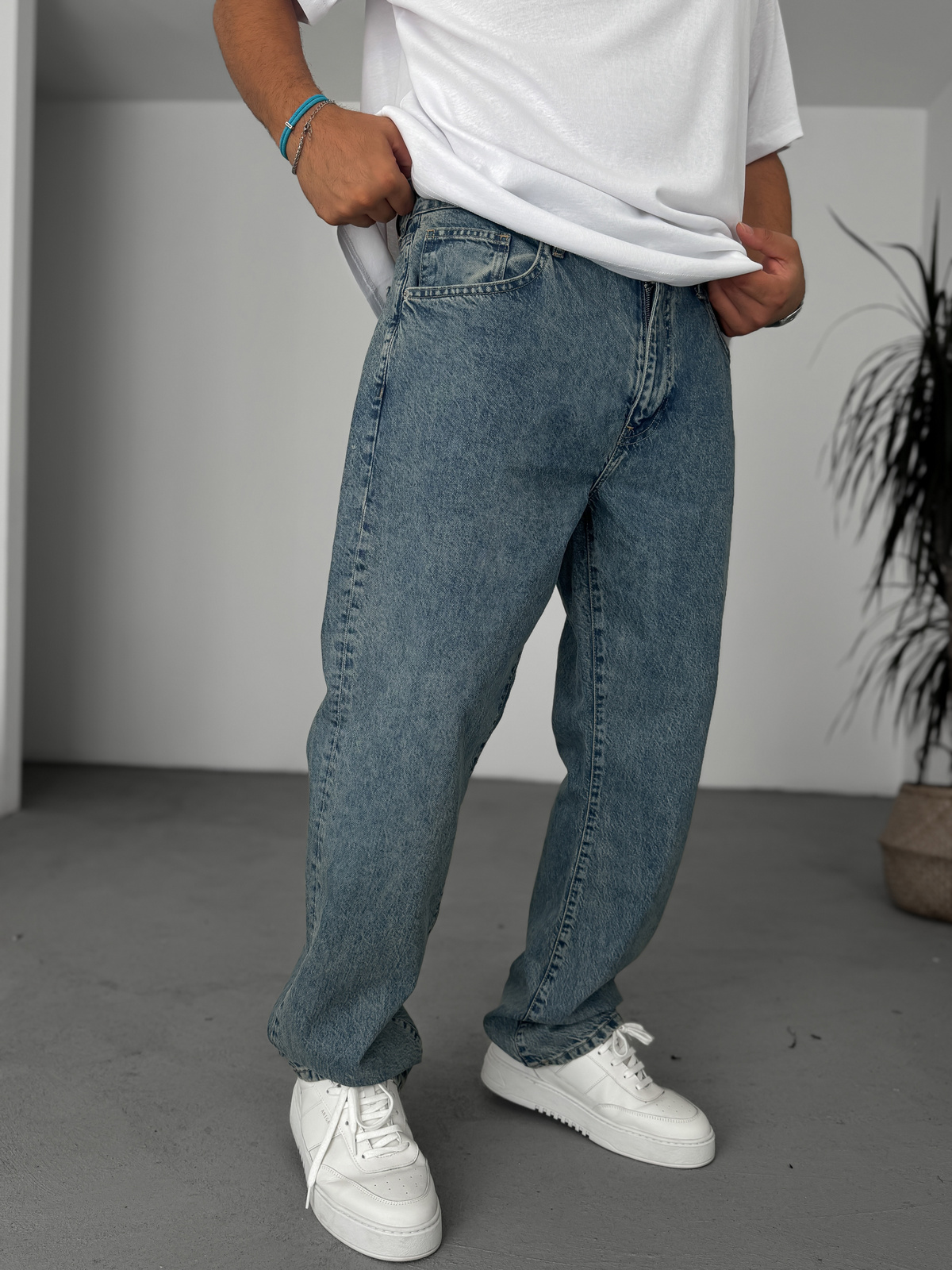 Mavi Asit Yıkamalı Baggy Jean GJ-16834