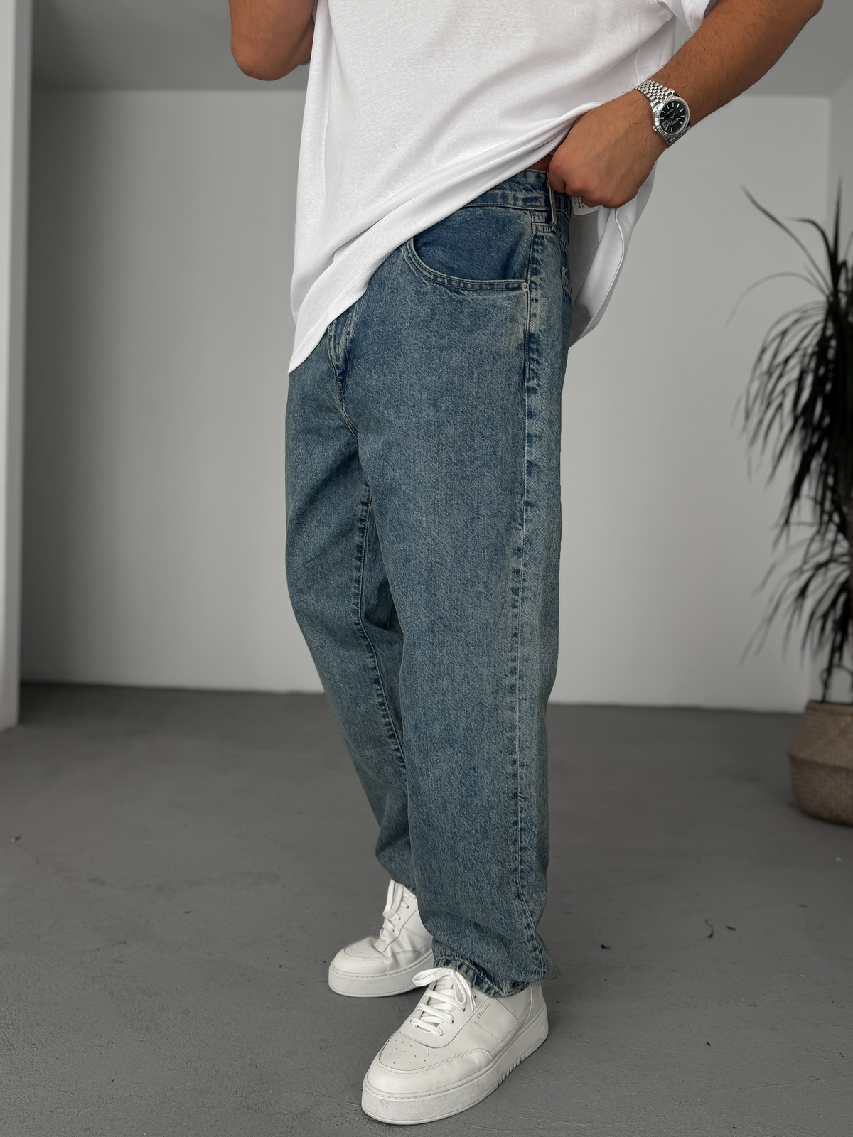 Mavi Asit Yıkamalı Baggy Jean GJ-16834