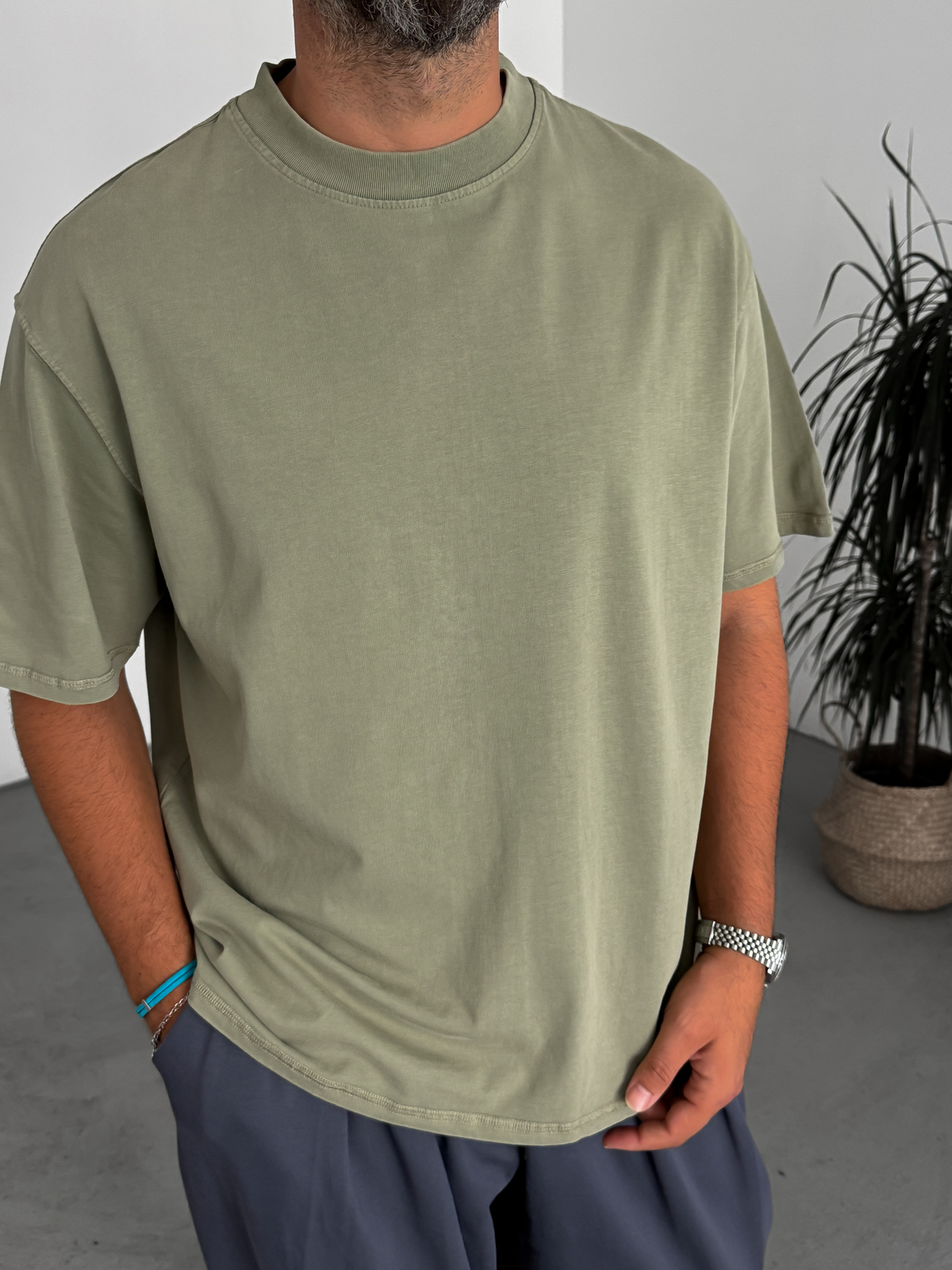 Haki Yıkamalı Basic T-Shirt C-1775/1772/2399