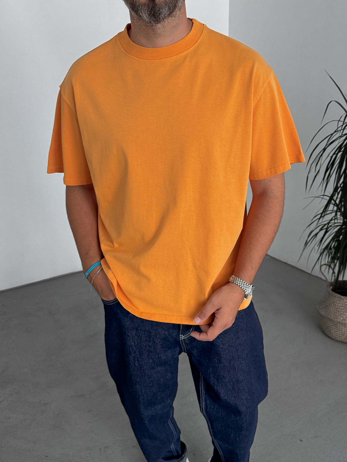 Turuncu Yıkamalı Basic T-Shirt C-1775/1772/2399