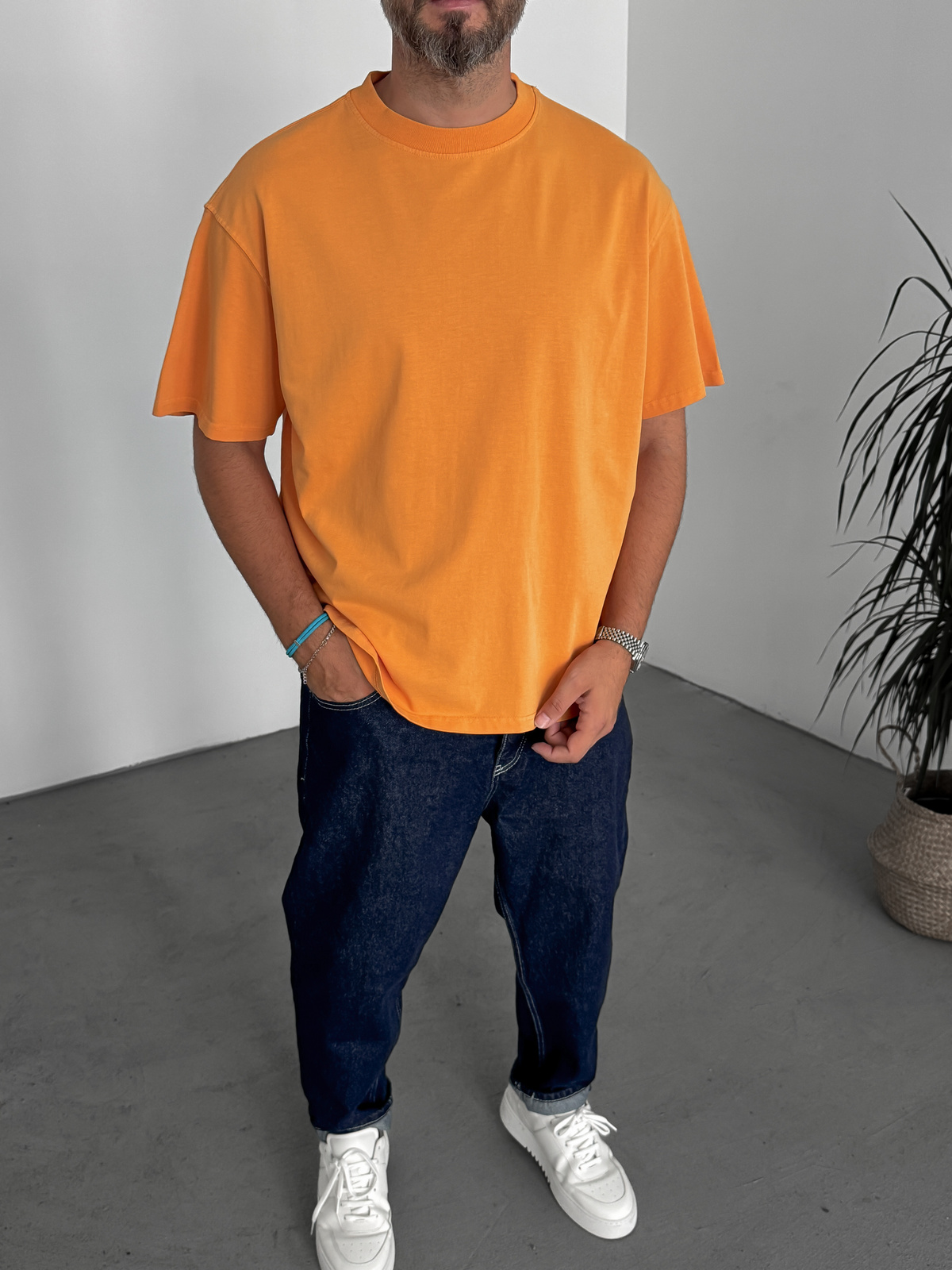 Turuncu Yıkamalı Basic T-Shirt C-1775/1772/2399
