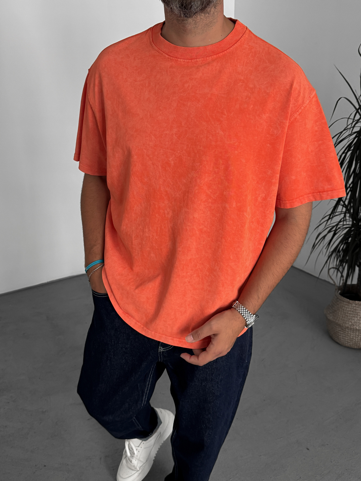 Kırmızı Yıkamalı Basic T-Shirt C-1775/1772/2399