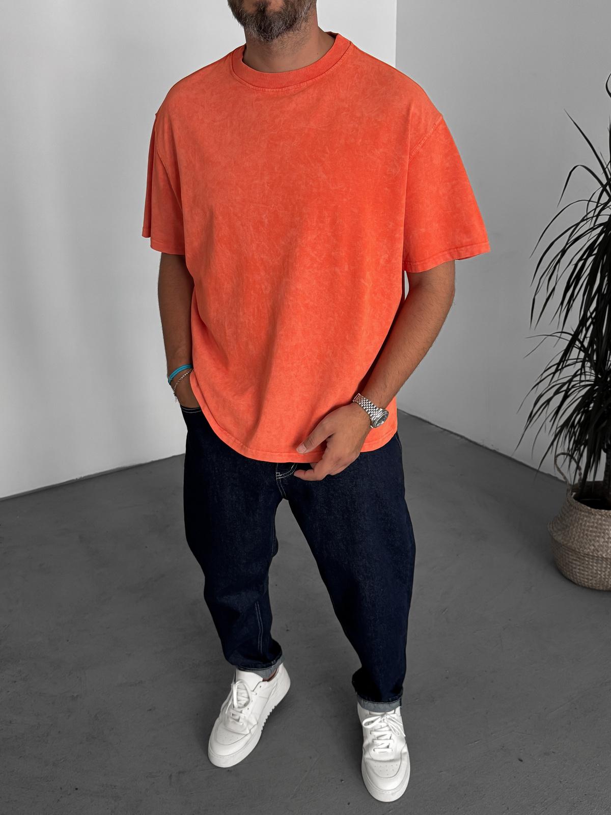 Kırmızı Yıkamalı Basic T-Shirt C-1775/1772/2399