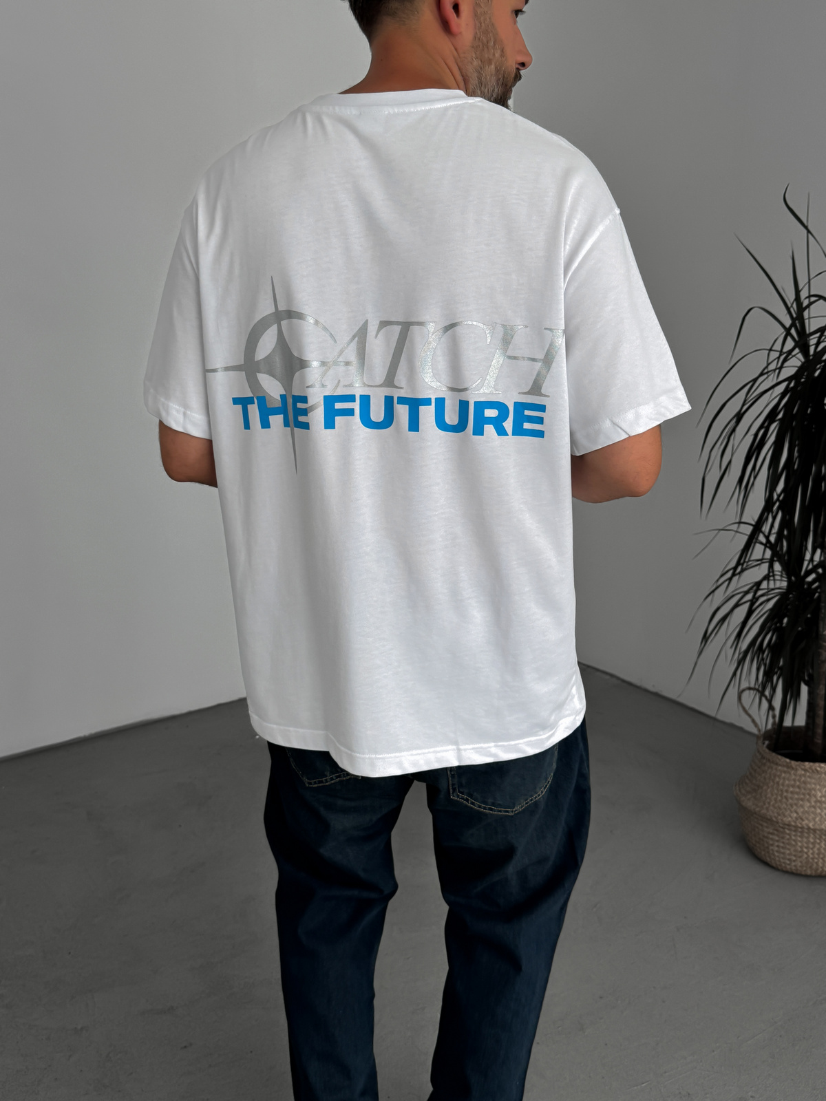 Beyaz Future Baskılı T-Shirt C-083