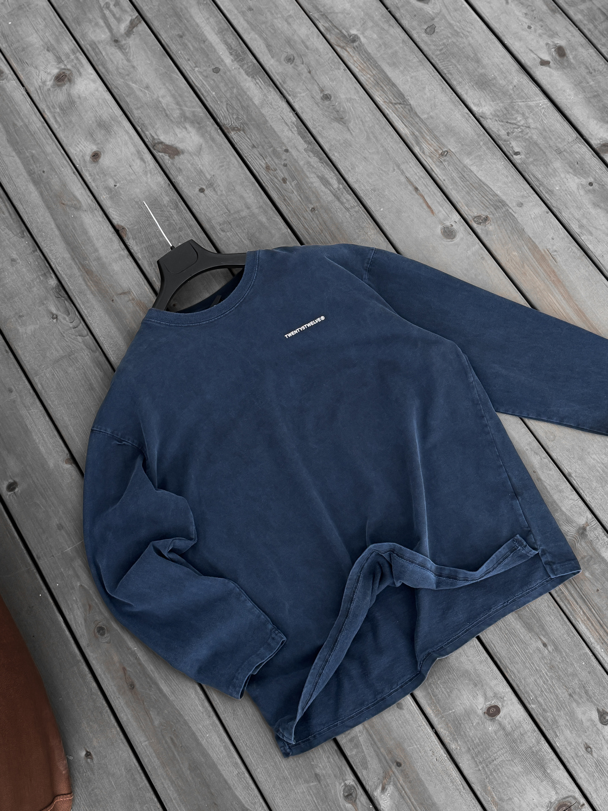 Lacivert Yıkamalı Kabartmalı Sweatshirt TW-7023