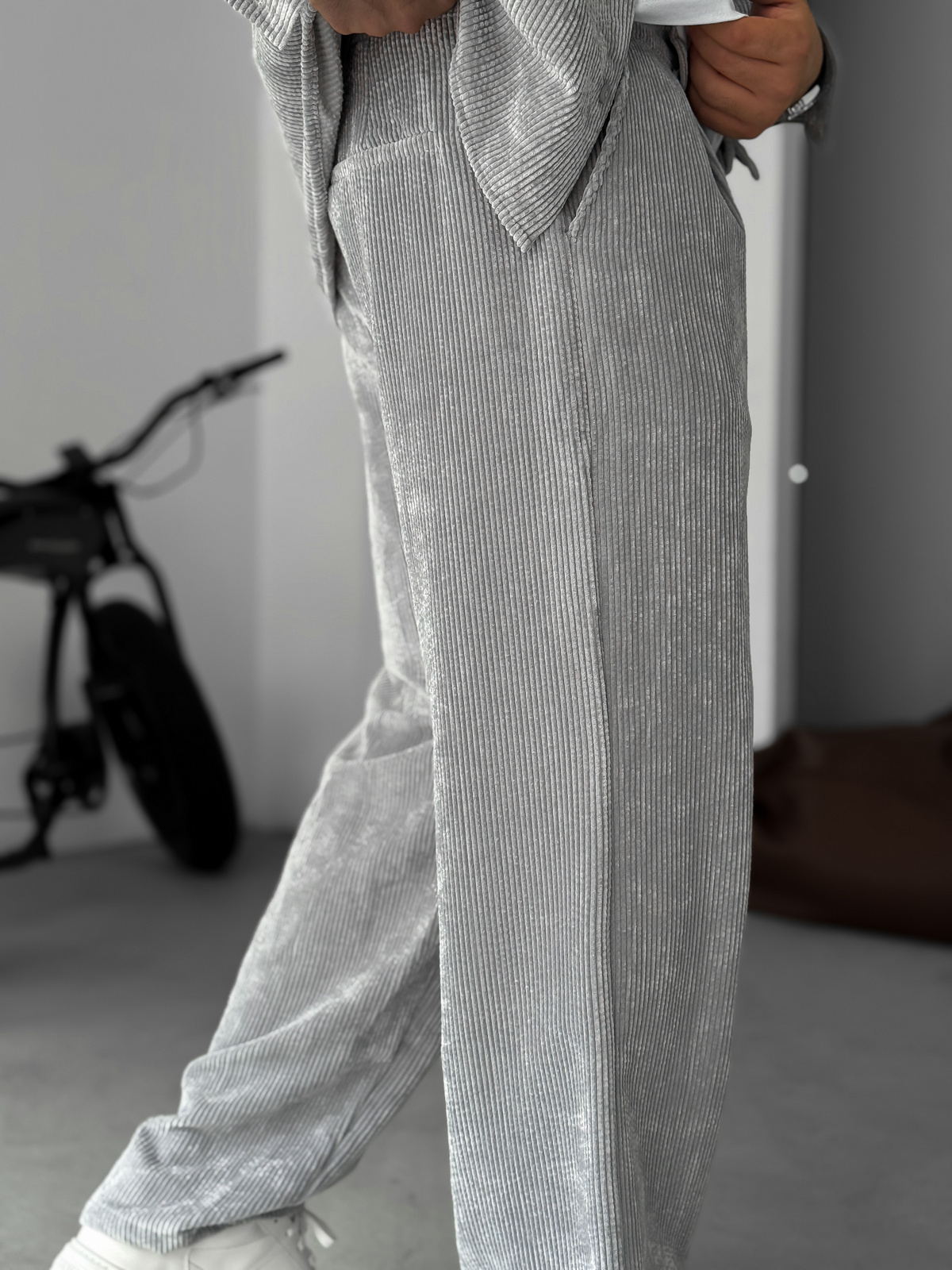 Gri Kadife Baggy Pantolon TW-7016