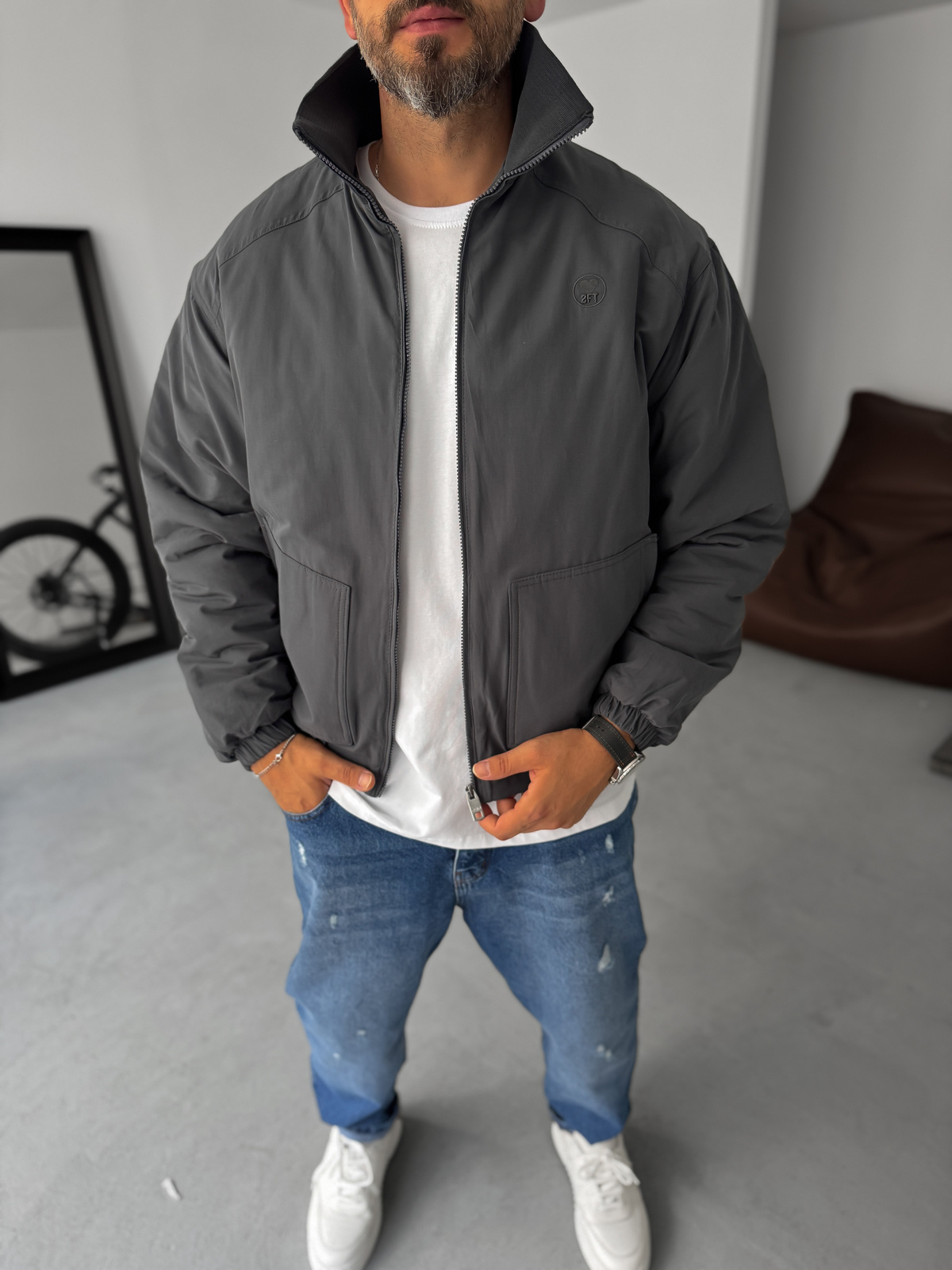 Füme Nakışlı Bomber Mont TW-8000