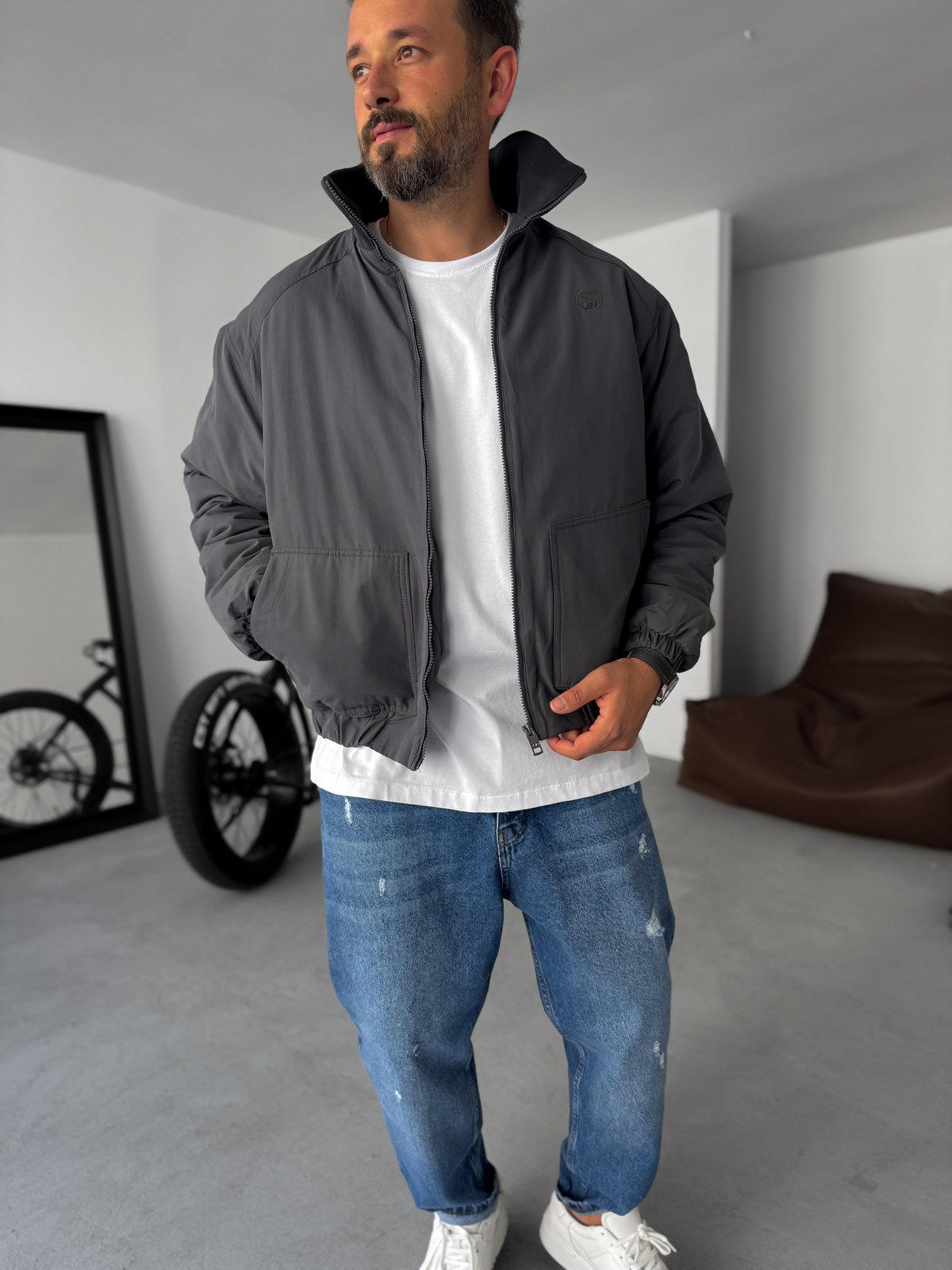 Füme Nakışlı Bomber Mont TW-8000