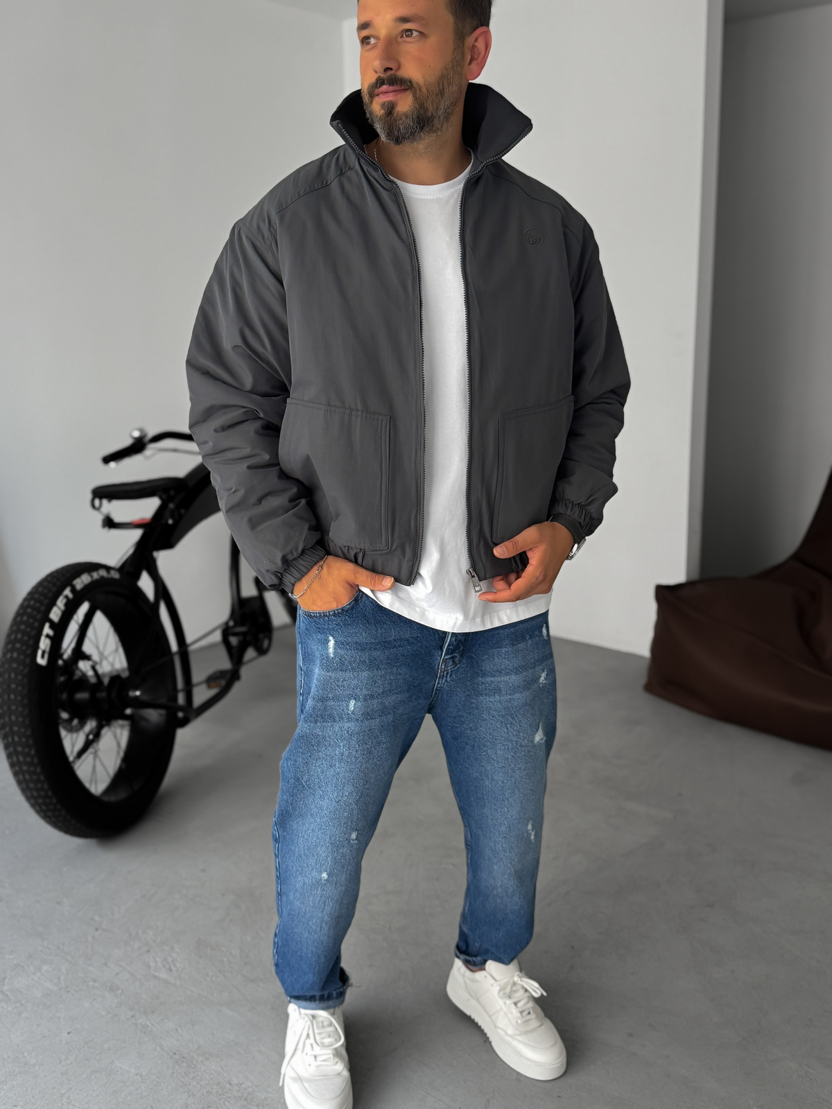 Füme Nakışlı Bomber Mont TW-8000