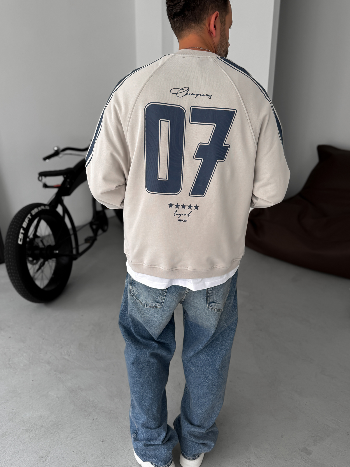 Gri Champions Baskılı Parçalı Sweatshirt JJ-110
