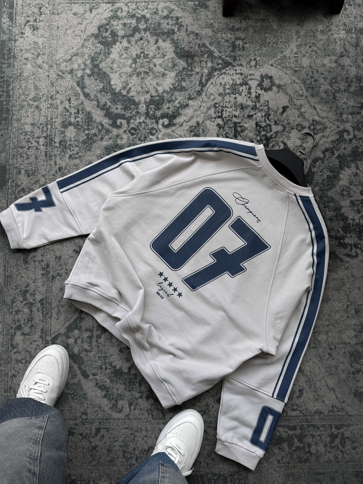 Gri Champions Baskılı Parçalı Sweatshirt JJ-110