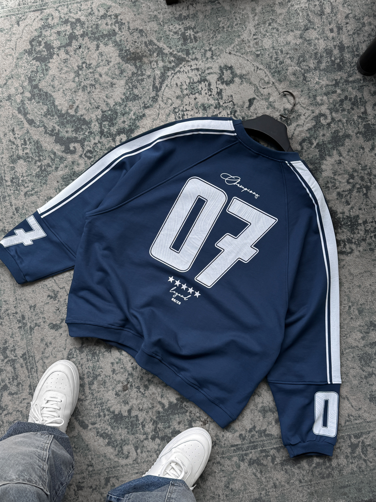 Lacivert Champions Baskılı Parçalı Sweatshirt JJ-110