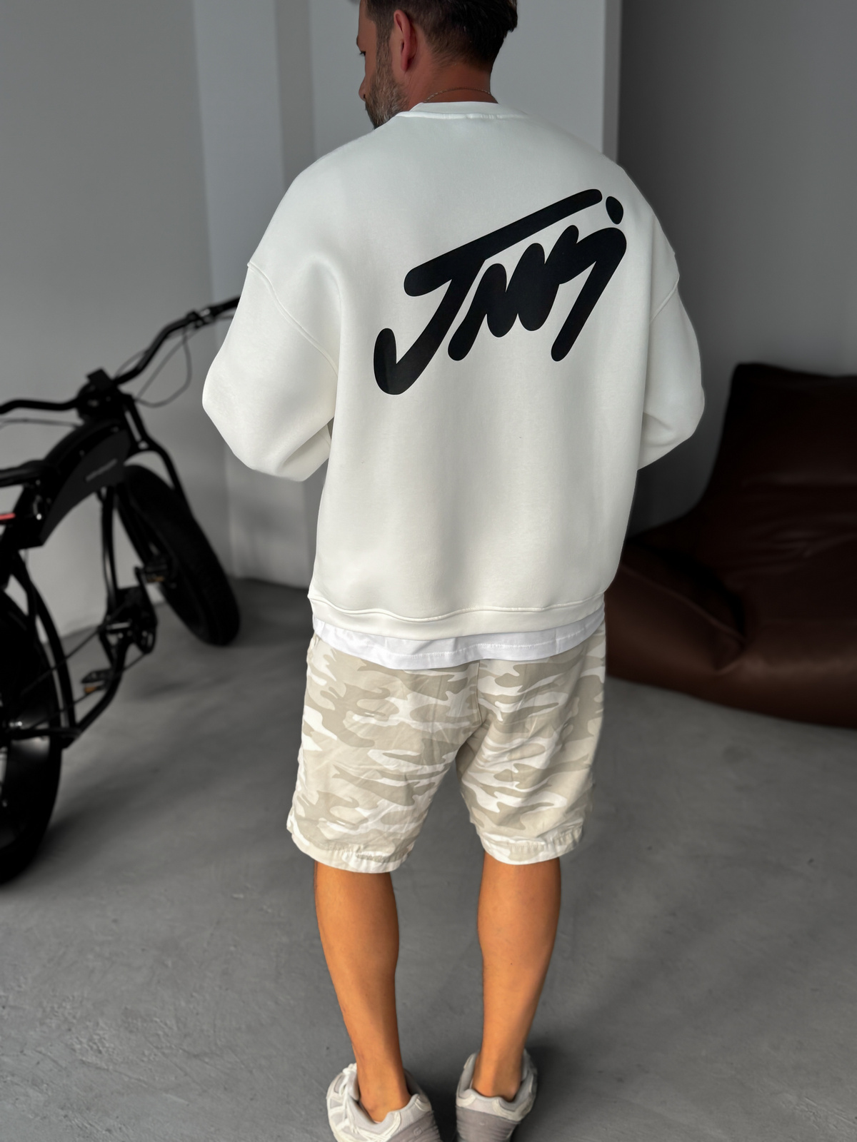 Beyaz Basic Baskılı Sweatshirt JJ-100