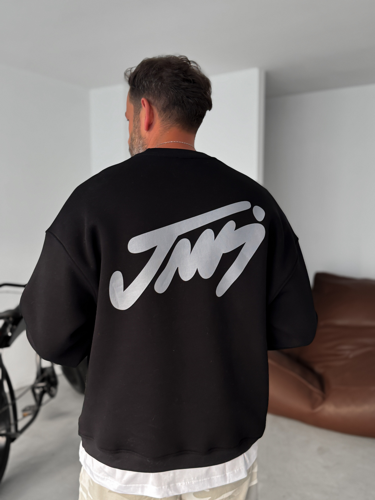 Siyah Basic Baskılı Sweatshirt JJ-100