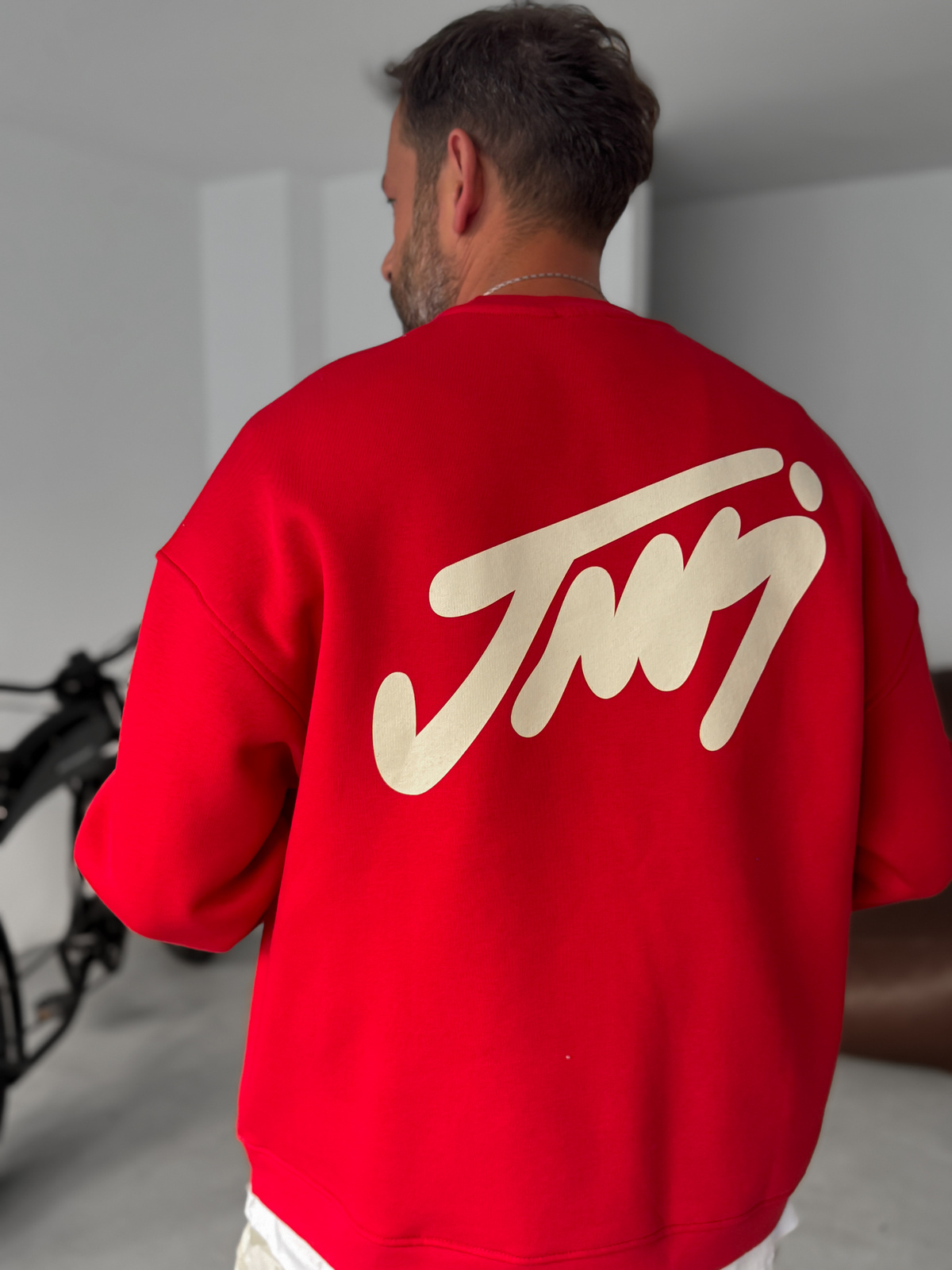 Kırmızı Basic Baskılı Sweatshirt JJ-100