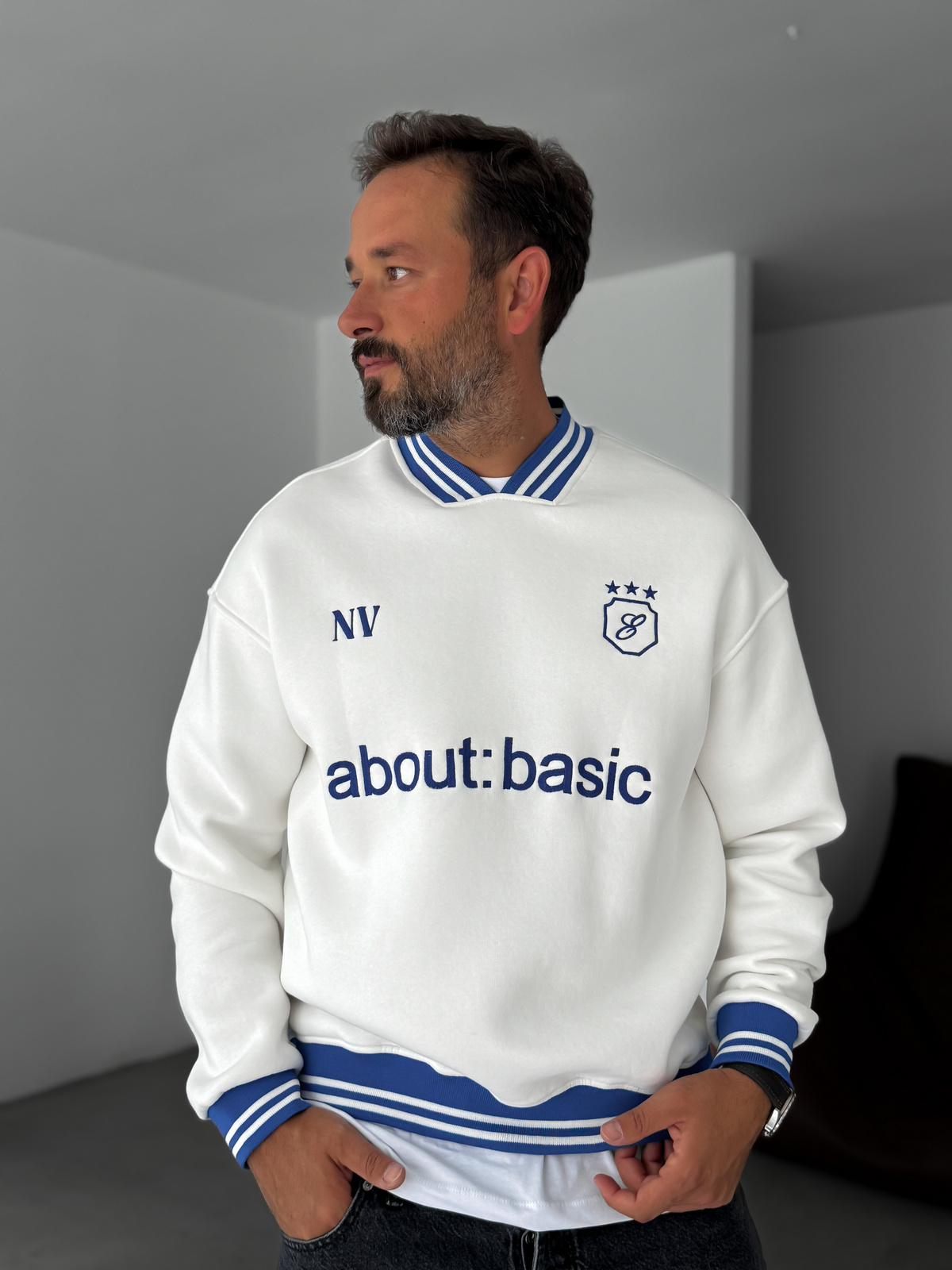 Beyaz About Ribanalı Oversize Sweatshirt ES-71-90