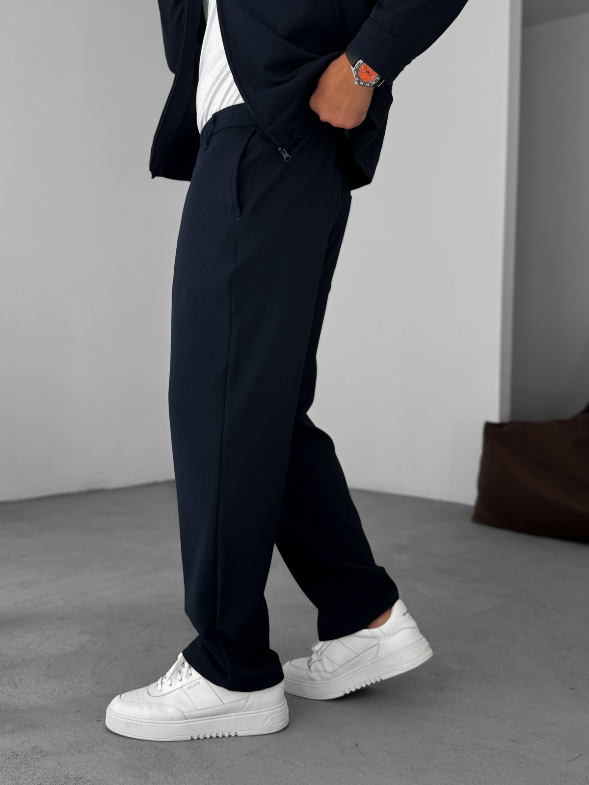 Lacivert Örme Fitilli Baggy Pantolon GJ-