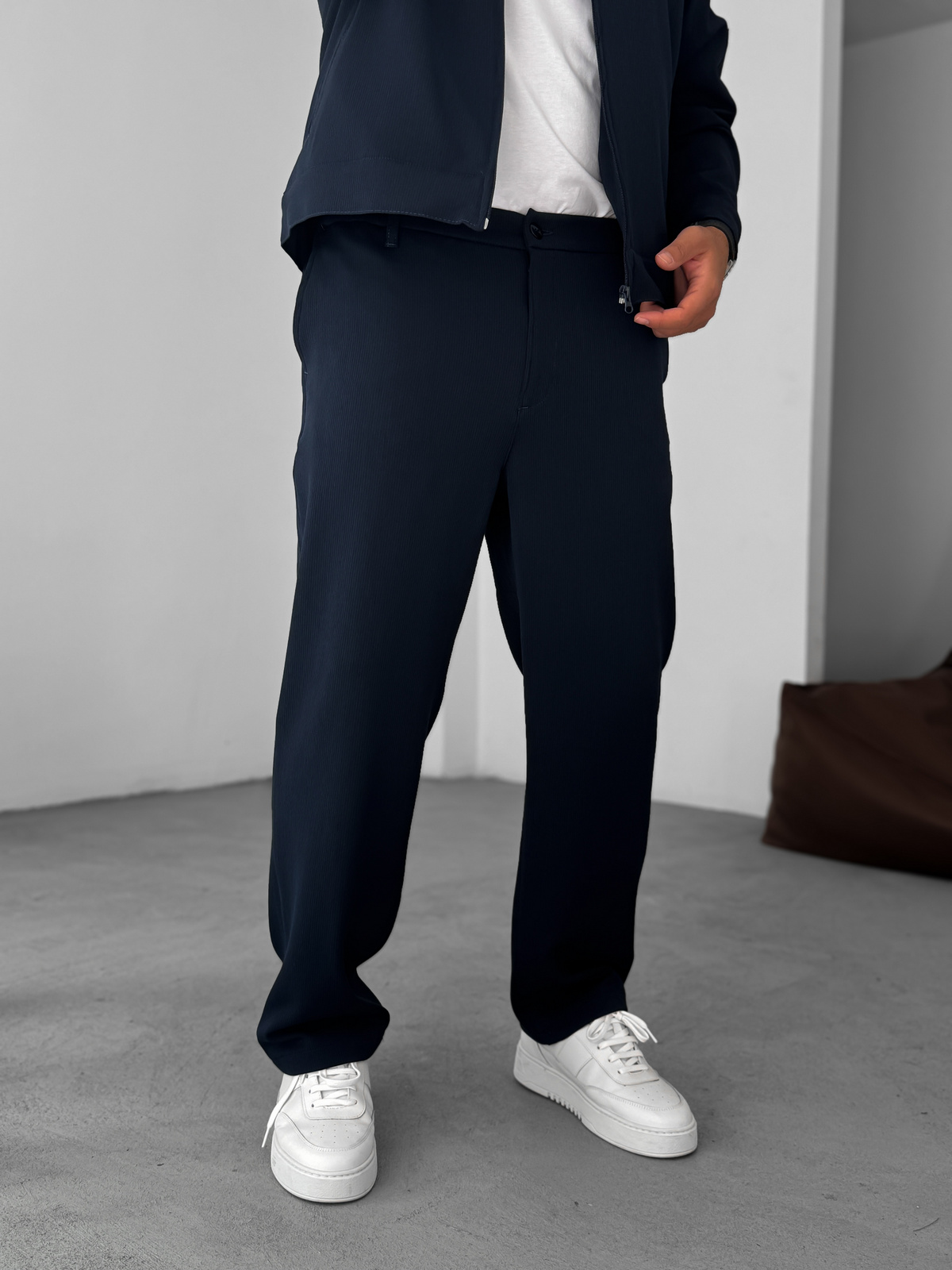 Lacivert Örme Fitilli Baggy Pantolon GJ-