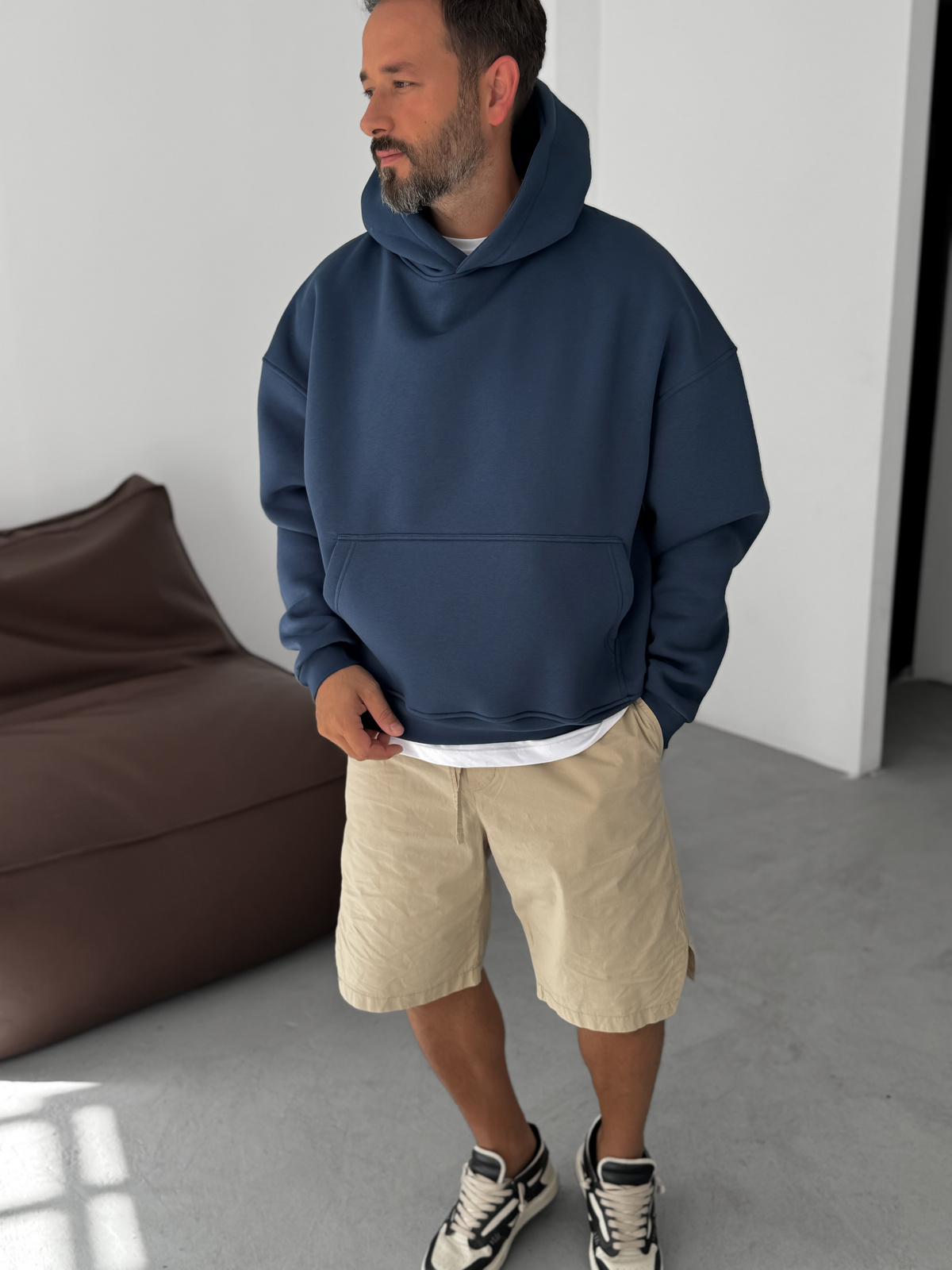 Lacivert Basic Kapüşonlu Sweatshirt JJ-163