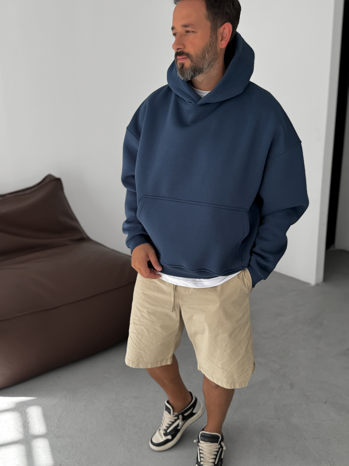Lacivert Basic Kapüşonlu Sweatshirt JJ-163