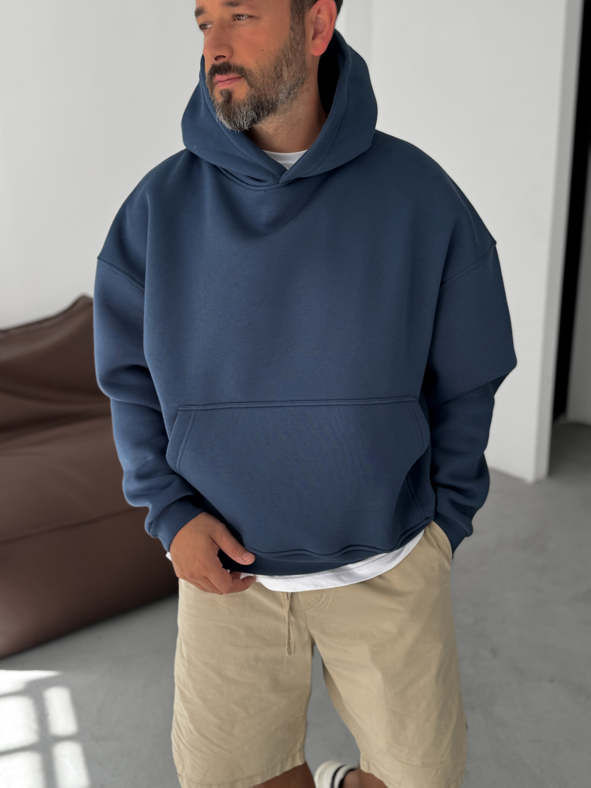 Lacivert Basic Kapüşonlu Sweatshirt JJ-163
