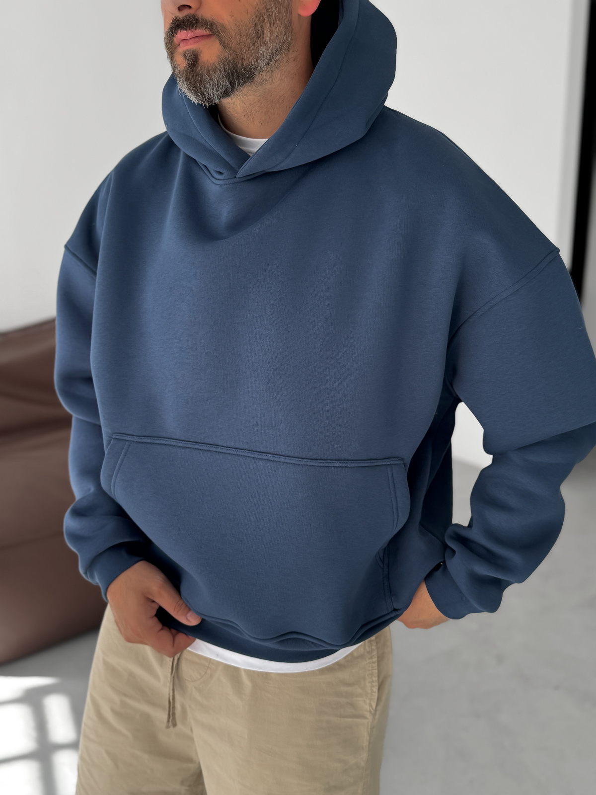Lacivert Basic Kapüşonlu Sweatshirt JJ-163