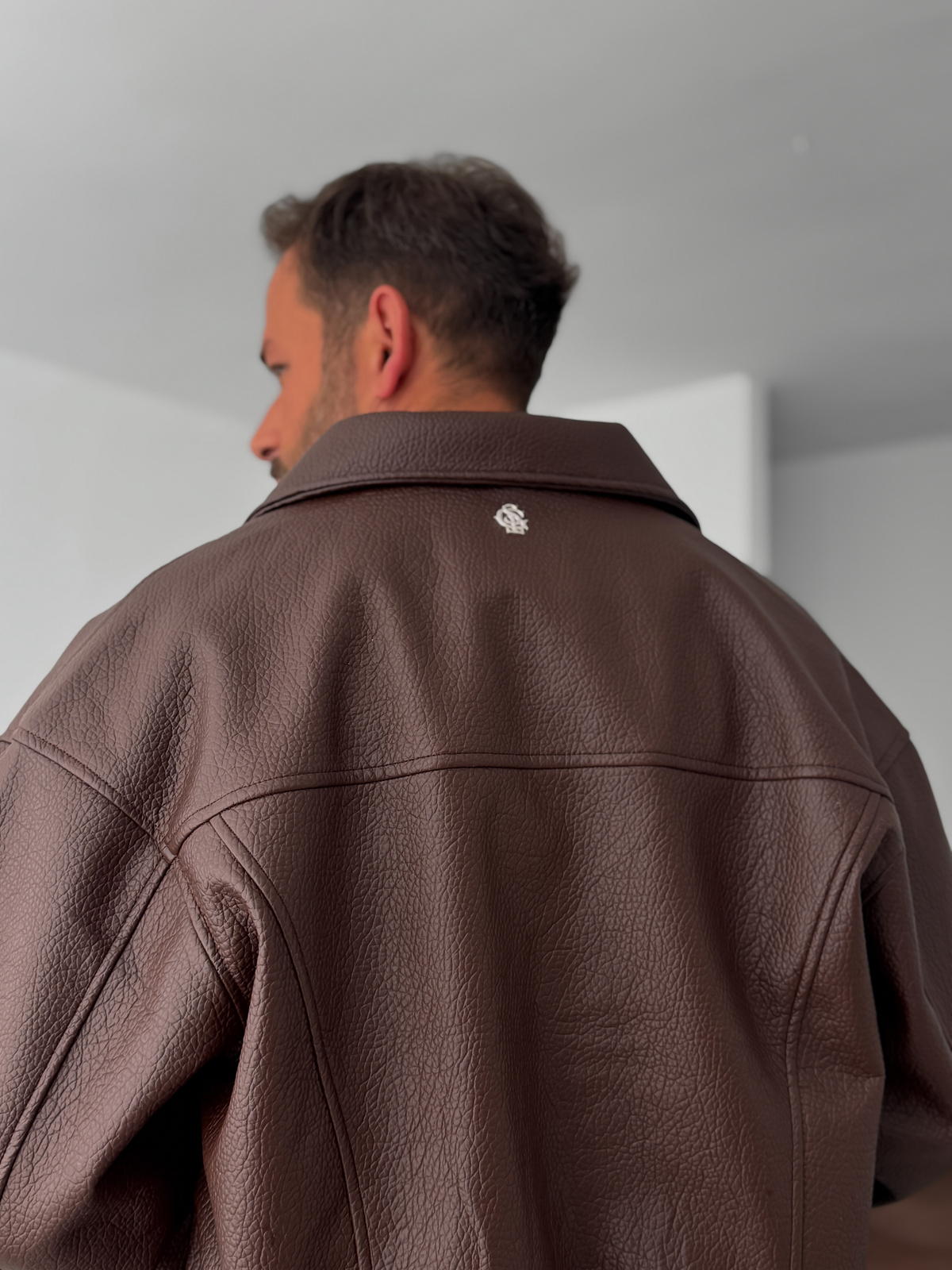 Kahve Retro Oversize Deri Ceket G-5761