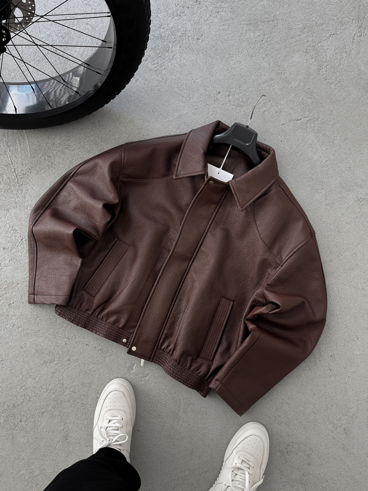 Kahve Retro Oversize Deri Ceket G-5761