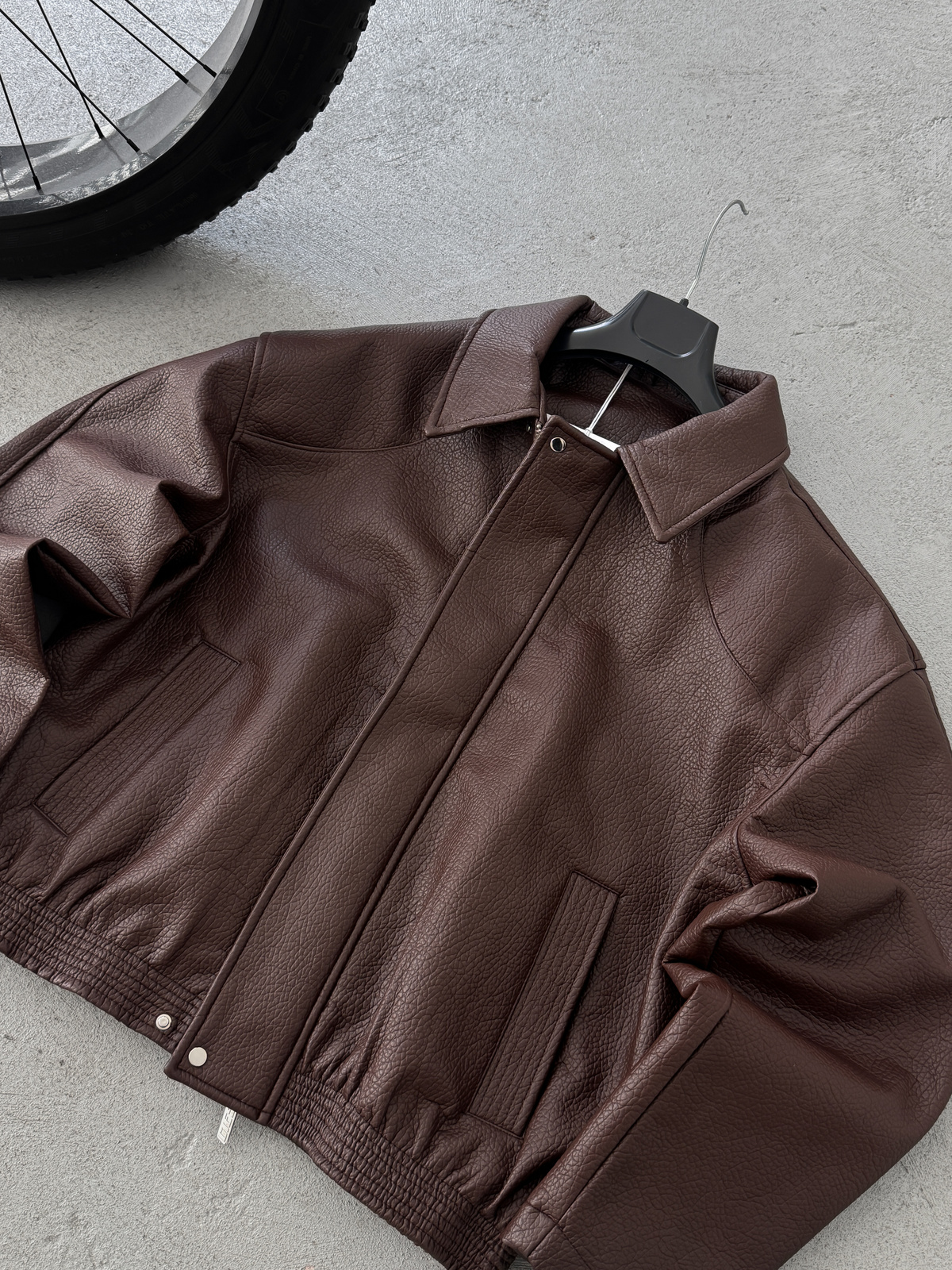 Kahve Retro Oversize Deri Ceket G-5761